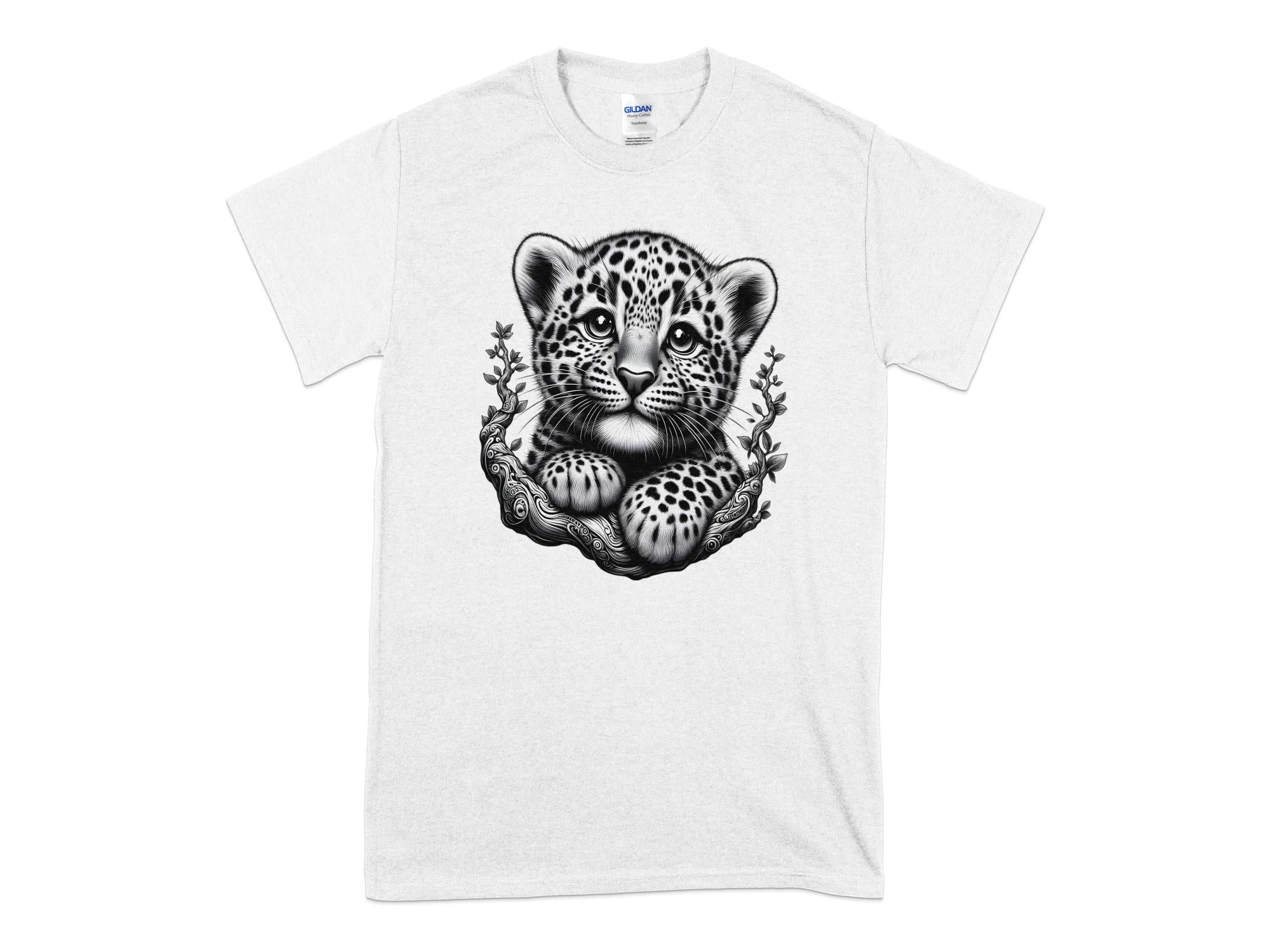 Leopard Bonsai - Coloured Gildan T-Shirt Realistic Animal Talisman Unisex Cute Tee Graphic Design