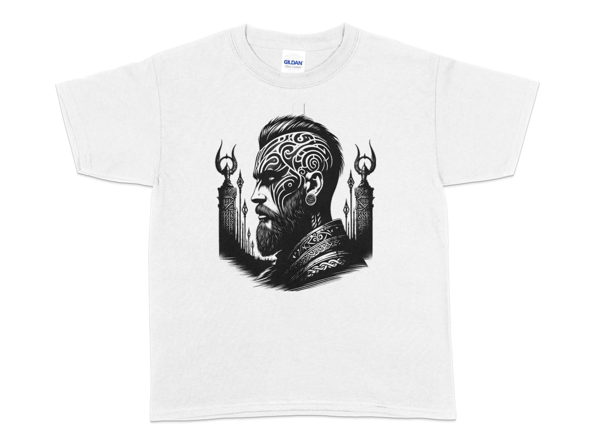 Viking Spirit - Coloured Gildan Kids T-Shirt Realistic Norse Talisman Unisex Valhalla Tee Graphic Design