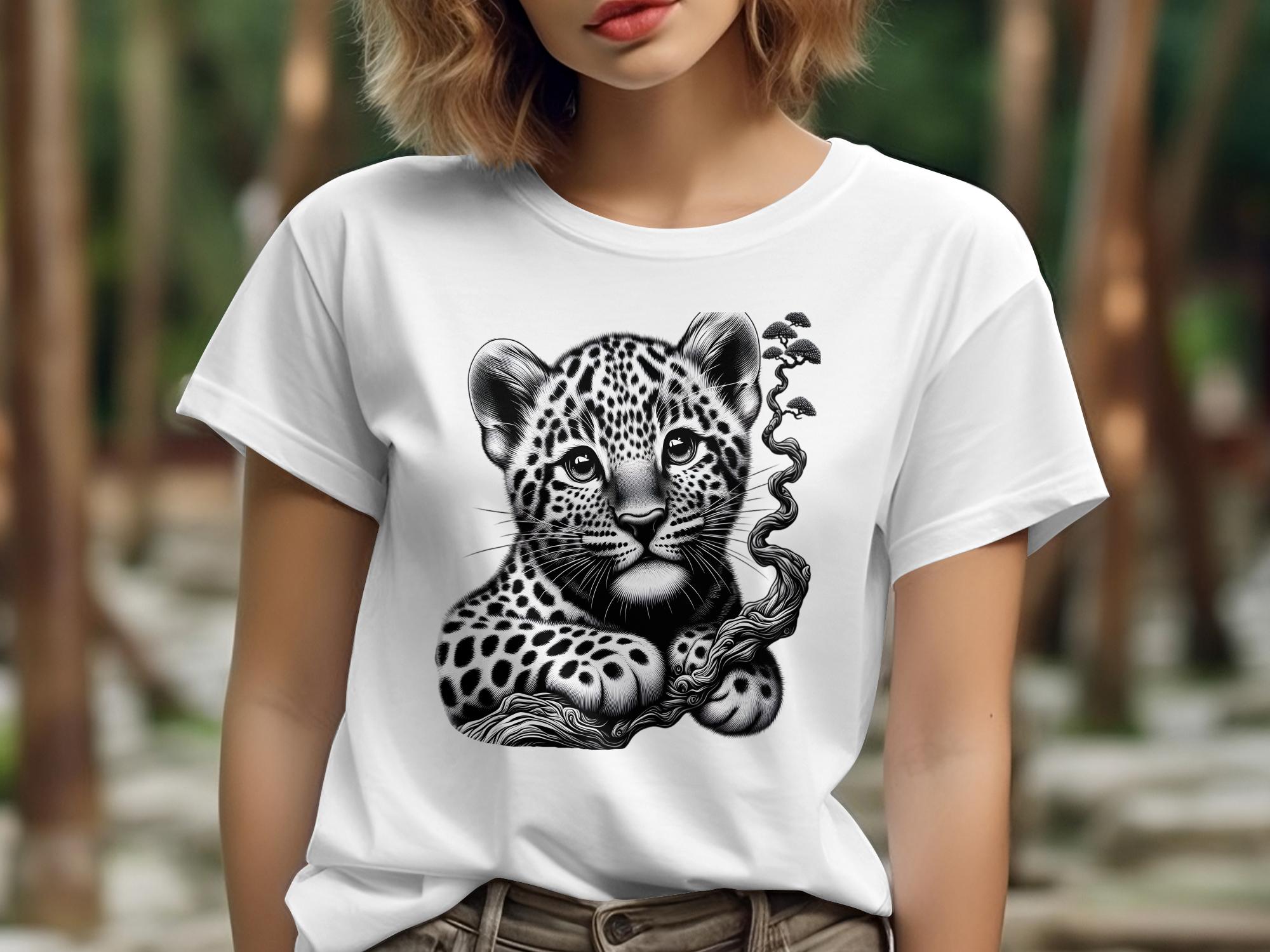 Leopard Bonsai - Coloured Gildan T-Shirt Realistic Animal Talisman Unisex Cute Tee Graphic Design