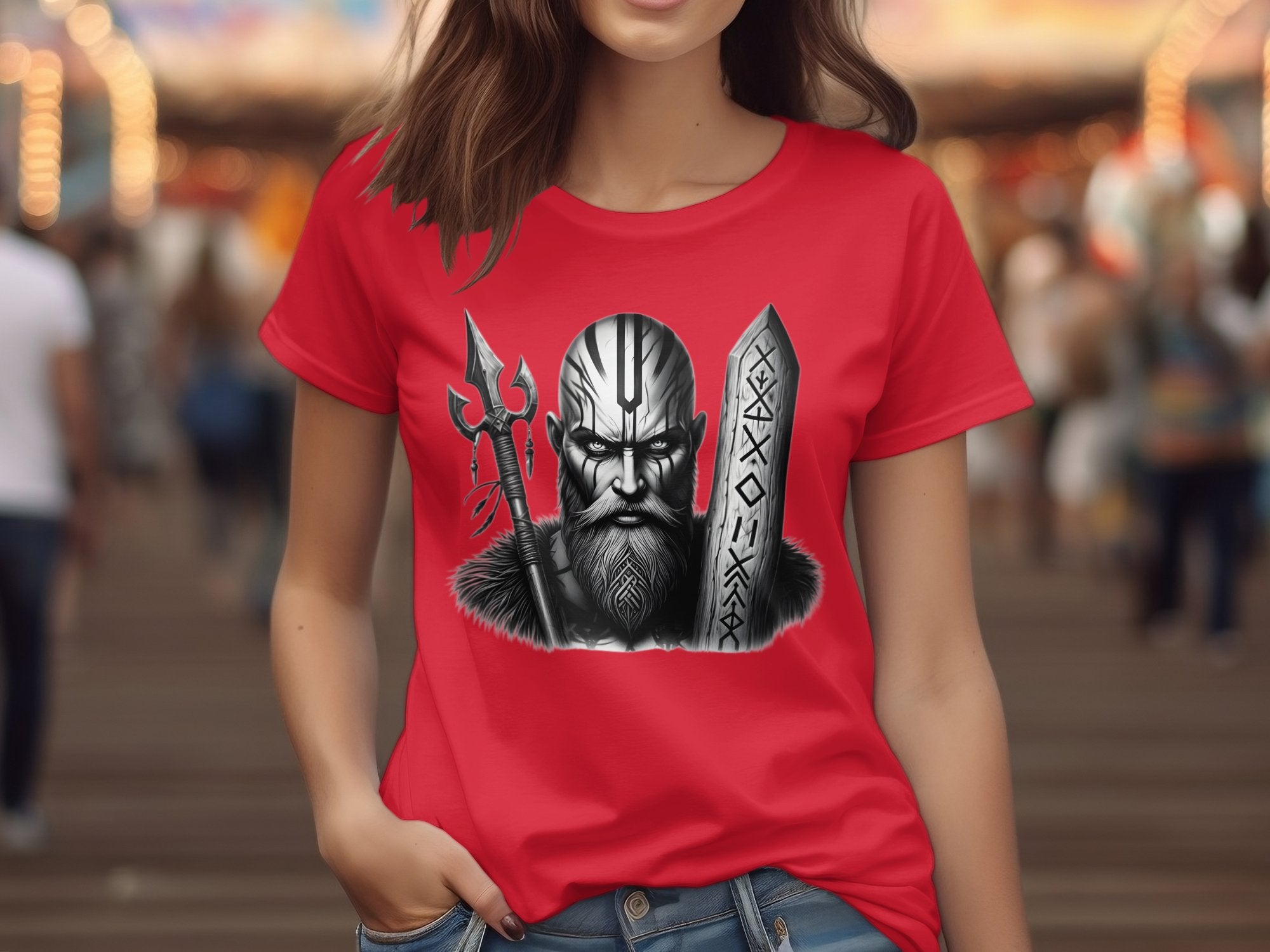 Viking Strength - Coloured Gildan T Shirt Realistic Norse Talisman Men Women Unisex Valhalla Tee Graphic Design