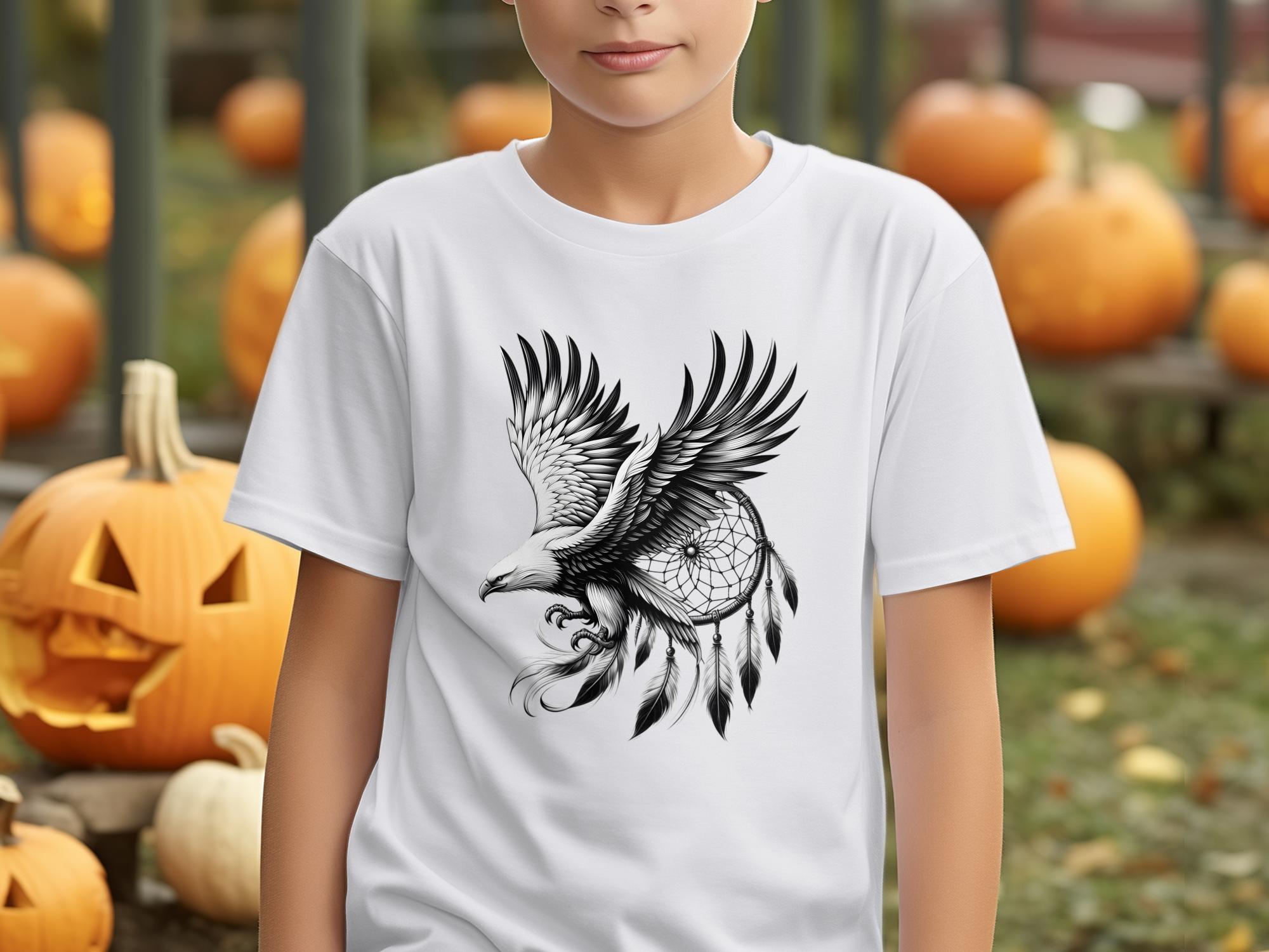 Dreamcatcher Eagle - Coloured Gildan Kids T-Shirt Realistic Native American Talisman Unisex Mythology Tee Graphic Design