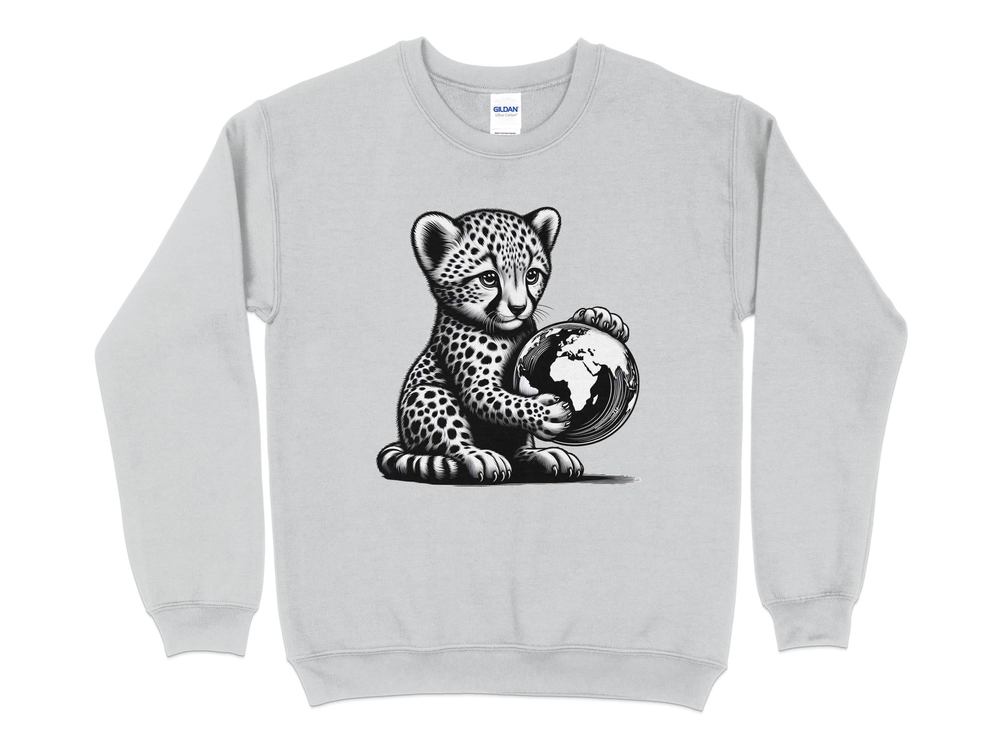 Cheetah World - Coloured Gildan Sweatshirt Realistic Animal Talisman Unisex Cute Tee Graphic Design