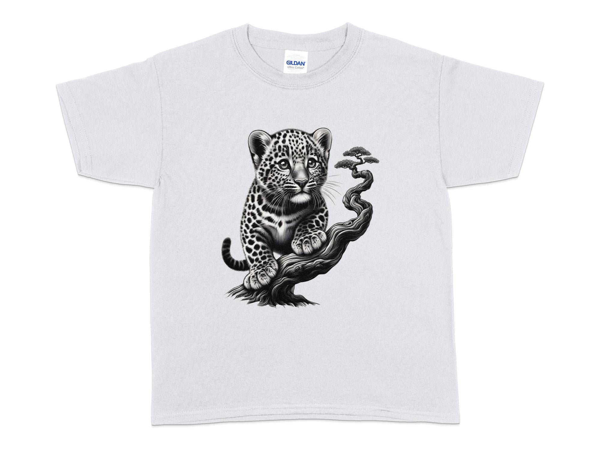 Leopard Bonsai - Coloured Gildan Kids T-Shirt Realistic Animal Talisman Unisex Cute Tee Graphic Design