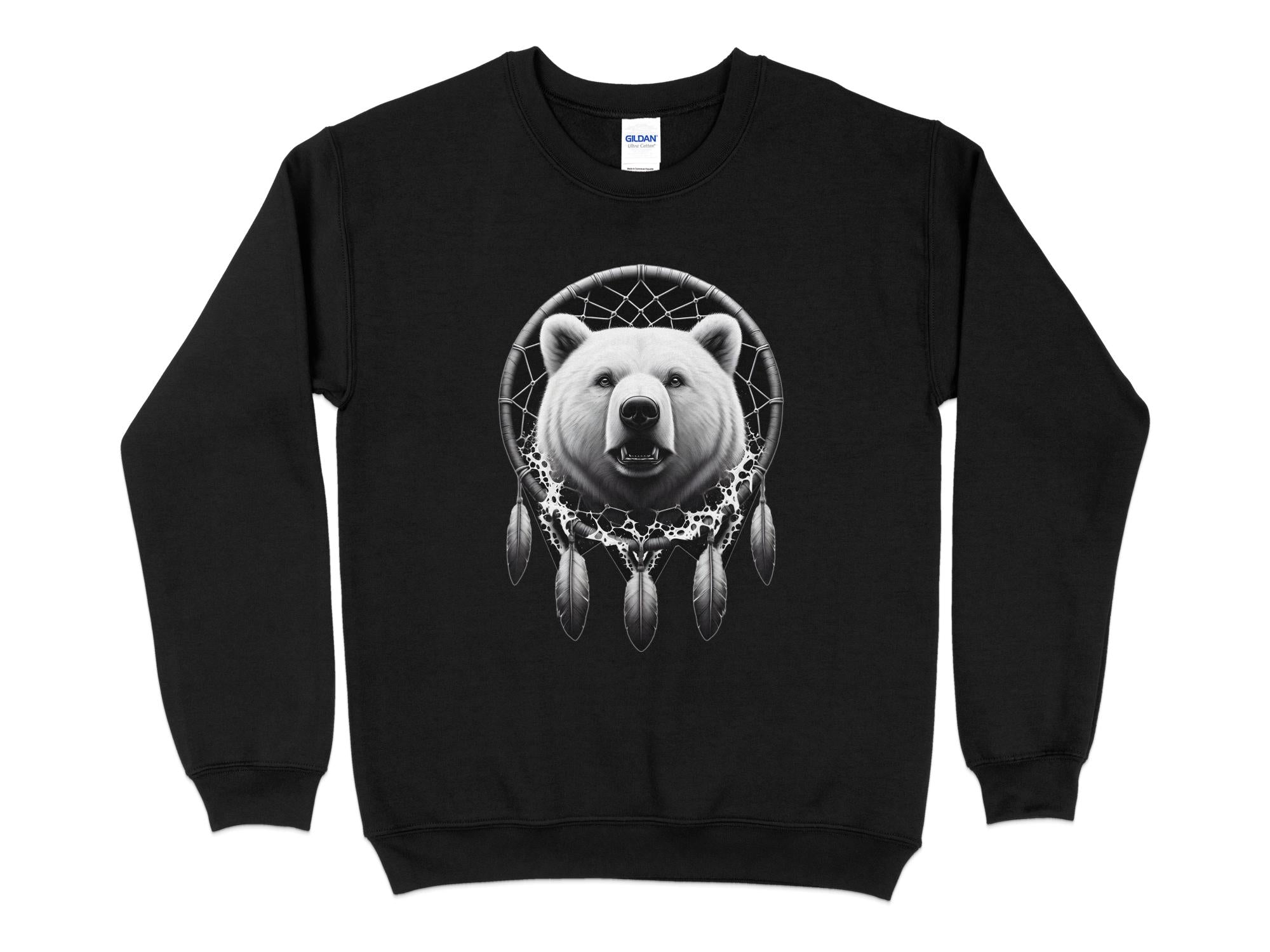 Dreamcatcher Bear - Coloured Gildan Sweatshirt Realistic Native American Talisman Unisex Mythology Tee Graphic Design