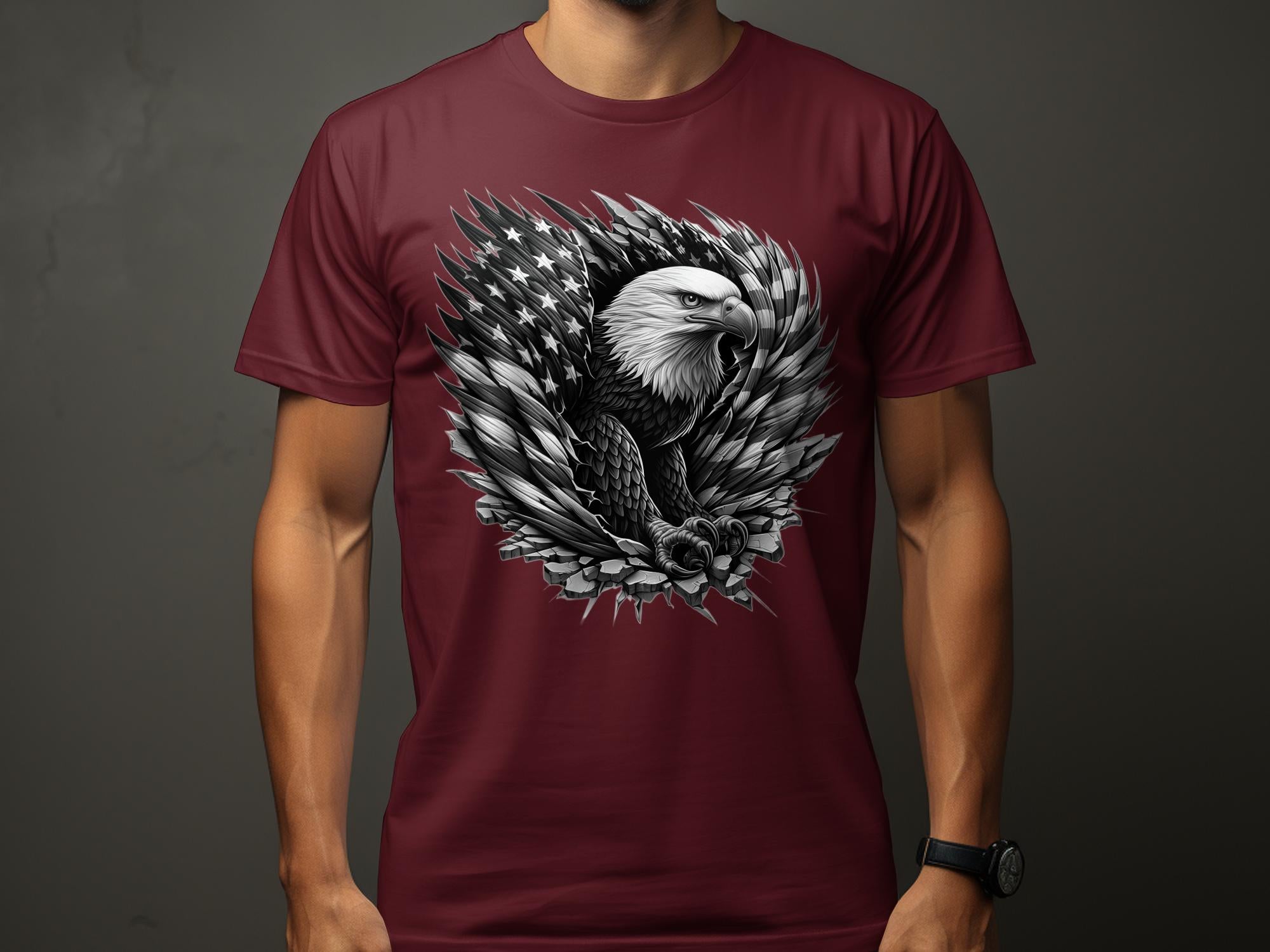 Eagle Patriot - Coloured Gildan T-Shirt Realistic Animal Talisman Unisex Tee Graphic Design