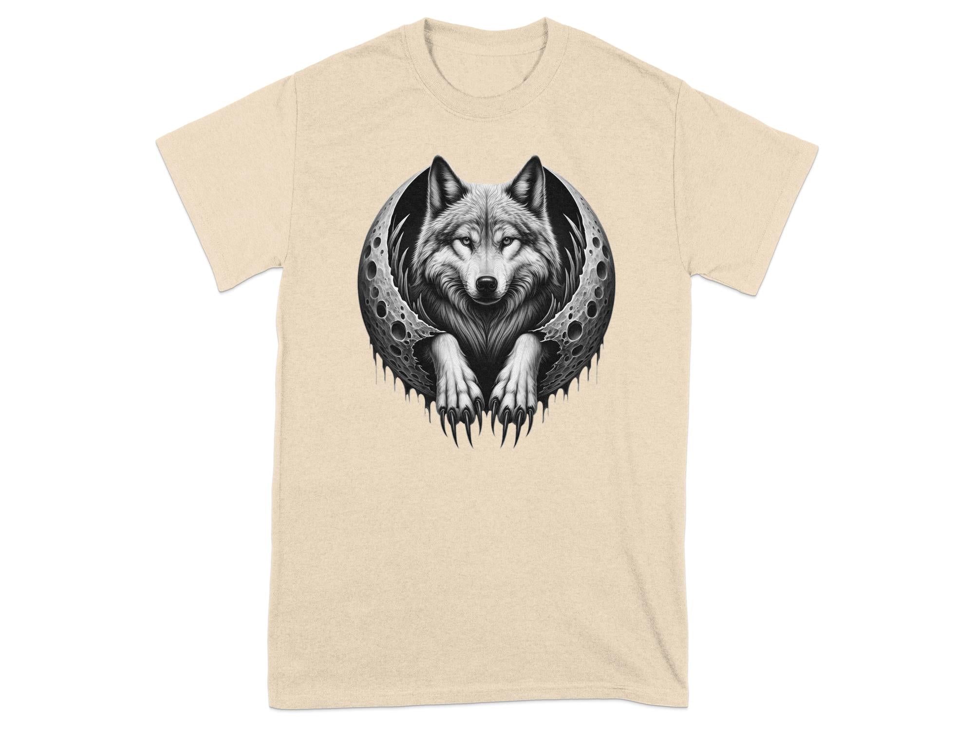 Moon Wolf - Coloured Gildan T-Shirt Realistic Animal Talisman Unisex Mythology Tee Graphic Design