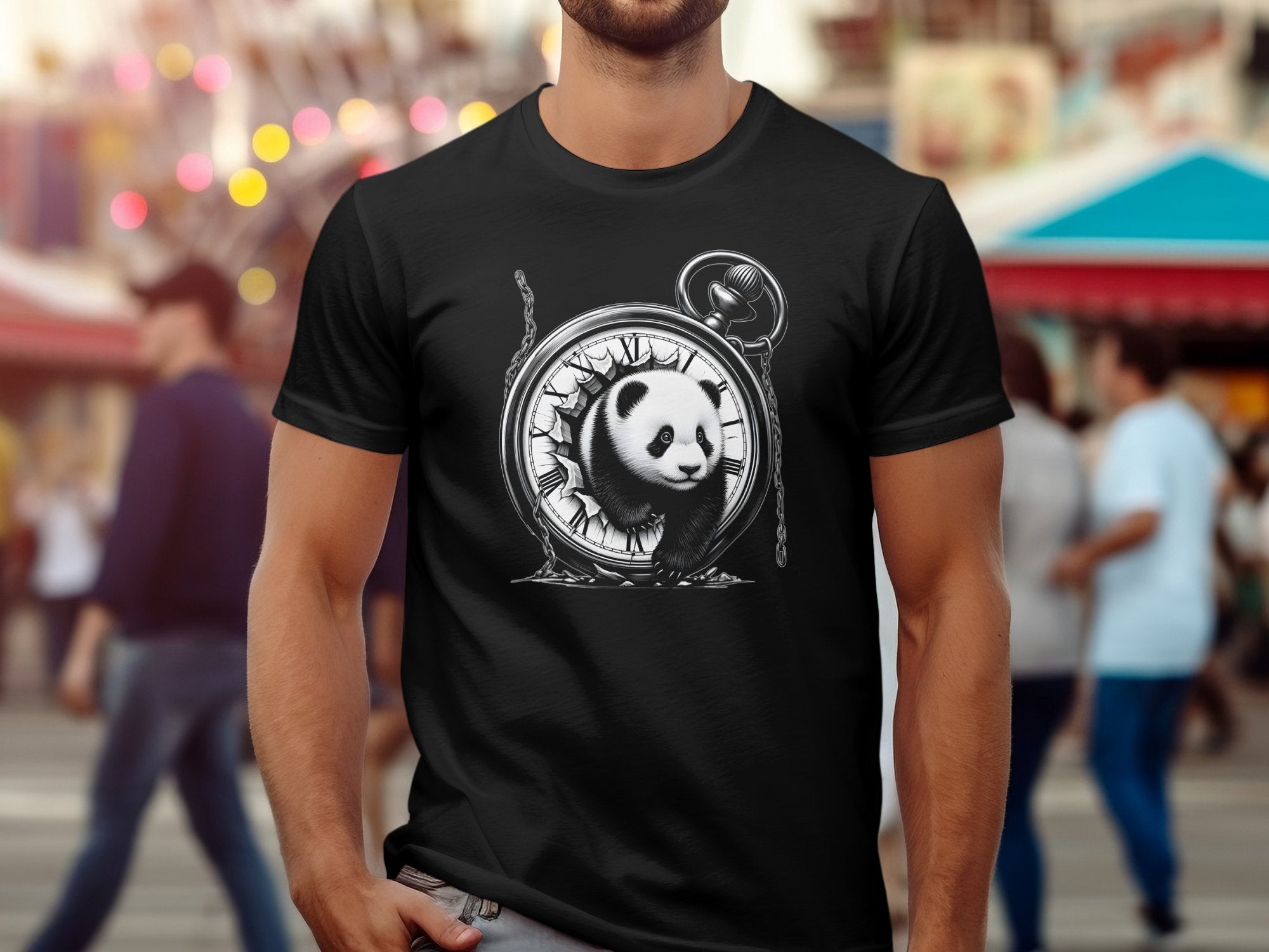 Panda - Coloured Gildan T-Shirt Realistic Animal Talisman Unisex Cute Tee Graphic Design