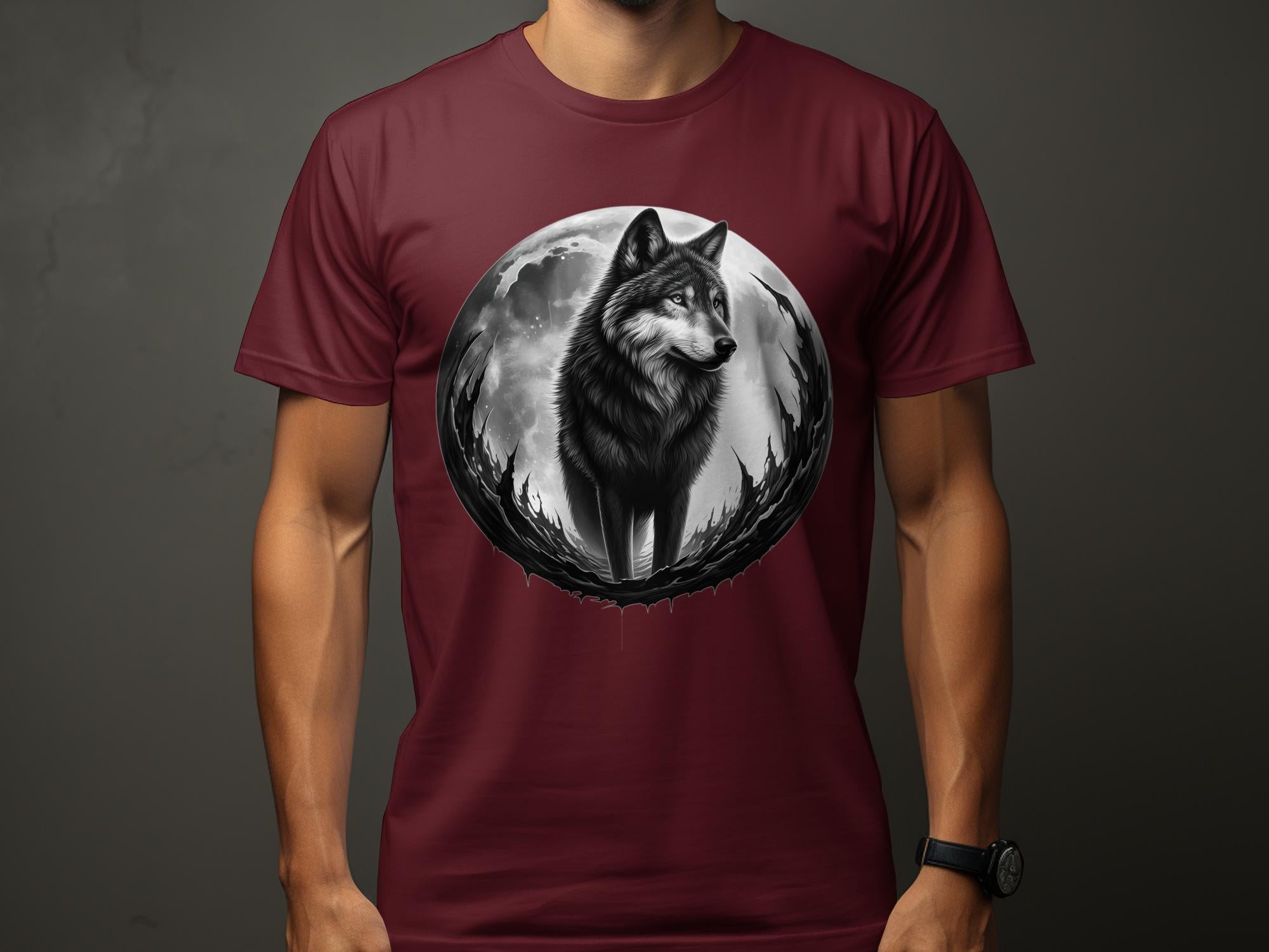 Moon Wolf - Coloured Gildan T-Shirt Realistic Animal Talisman Unisex Mythology Tee Graphic Design