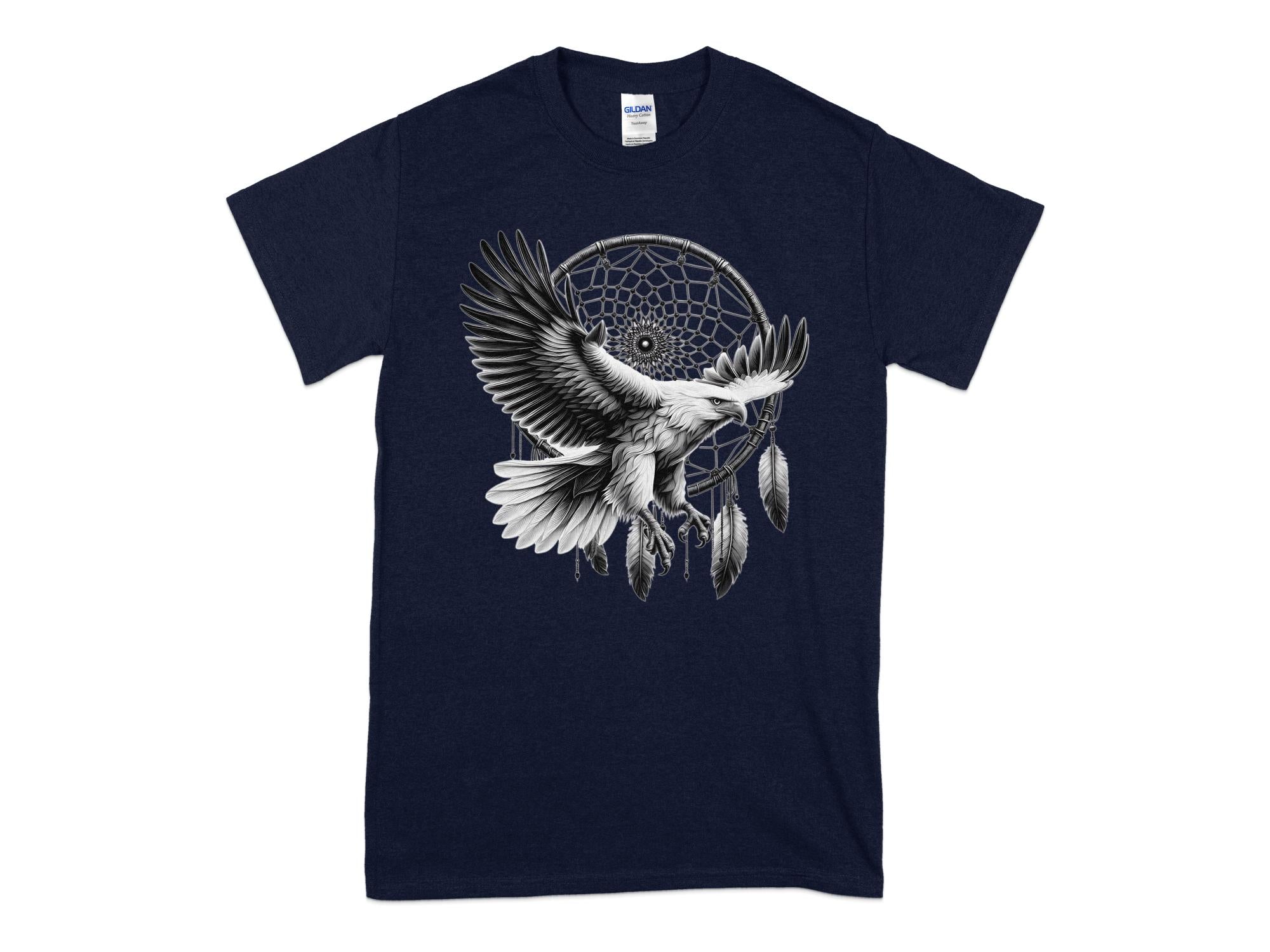 Dreamcatcher Eagle - Coloured Gildan T-Shirt Realistic Native American Talisman Unisex Mythology Tee Graphic Design