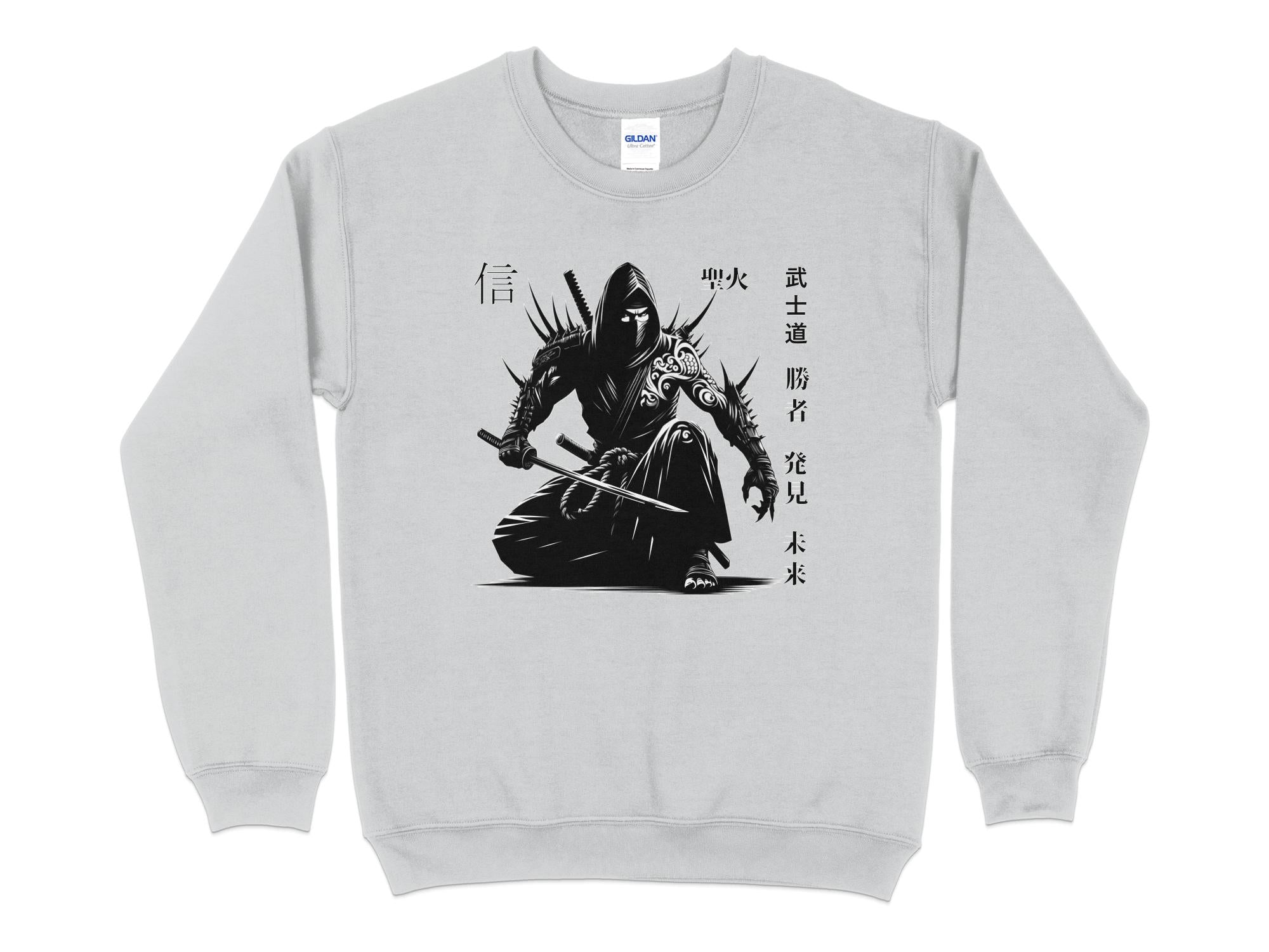 Samurai Ninja - Coloured Gildan Sweatshirt Japanese Talisman Unisex Cultural Symbolic Graphic Design