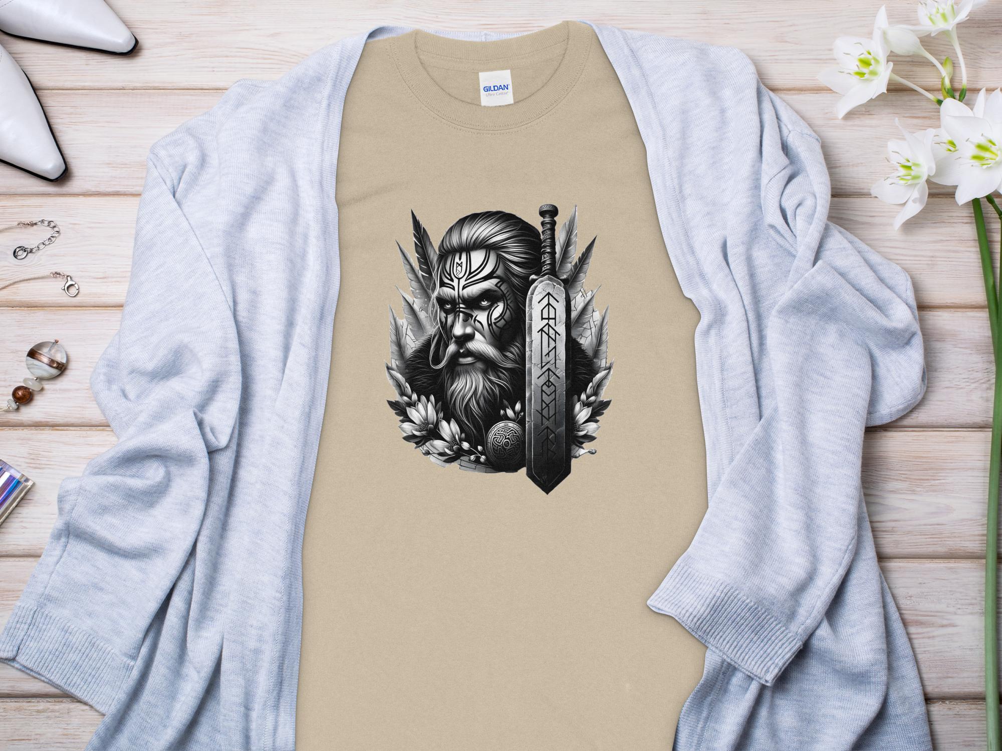 Viking Valiant - Coloured Gildan Long Sleeve Realistic Norse Talisman Men Women Unisex Valhalla Tee Graphic Design