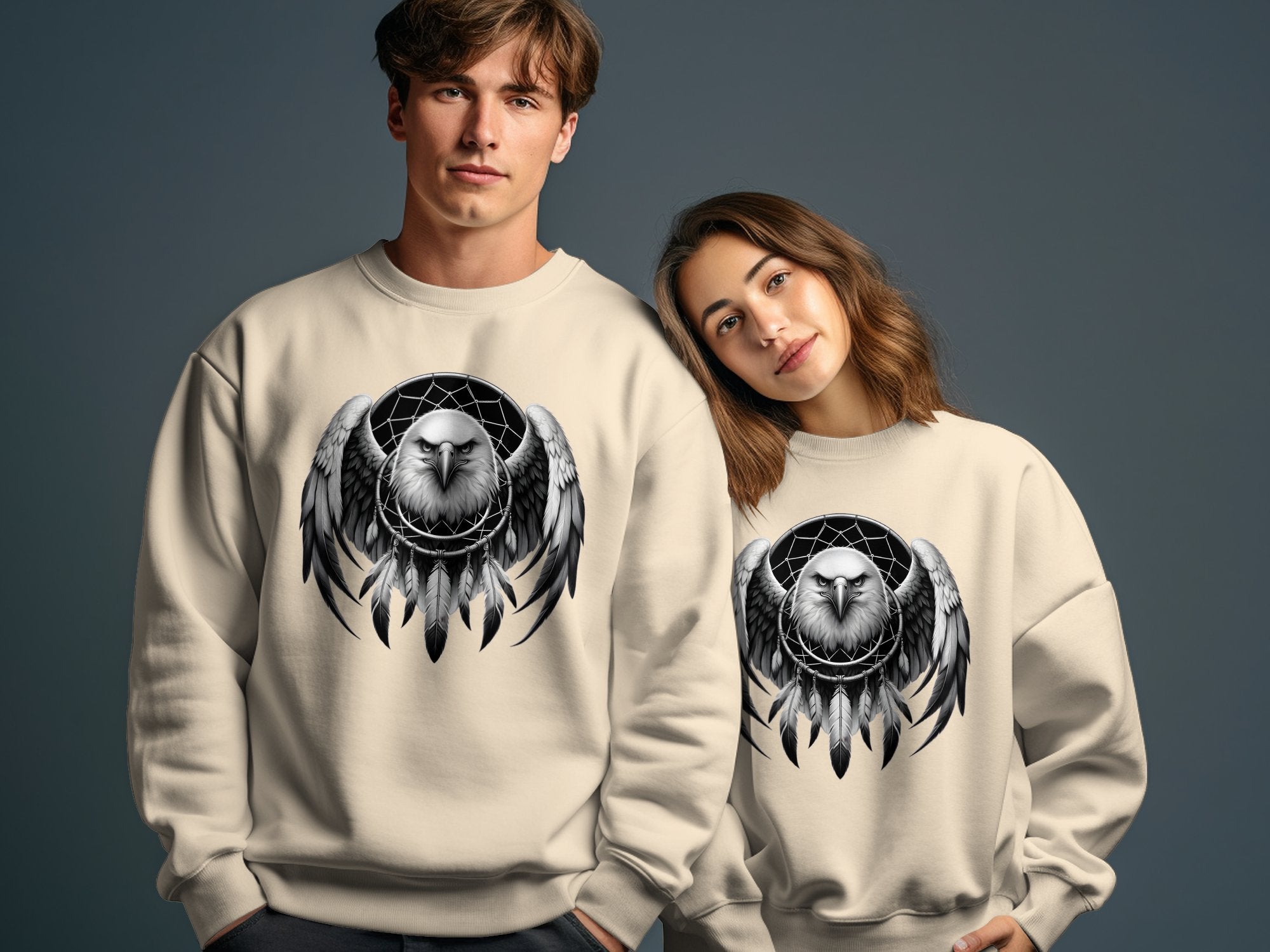 Dreamcatcher Eagle - Coloured Gildan Sweatshirt Realistic Native American Talisman Unisex Mythology Tee Graphic Design