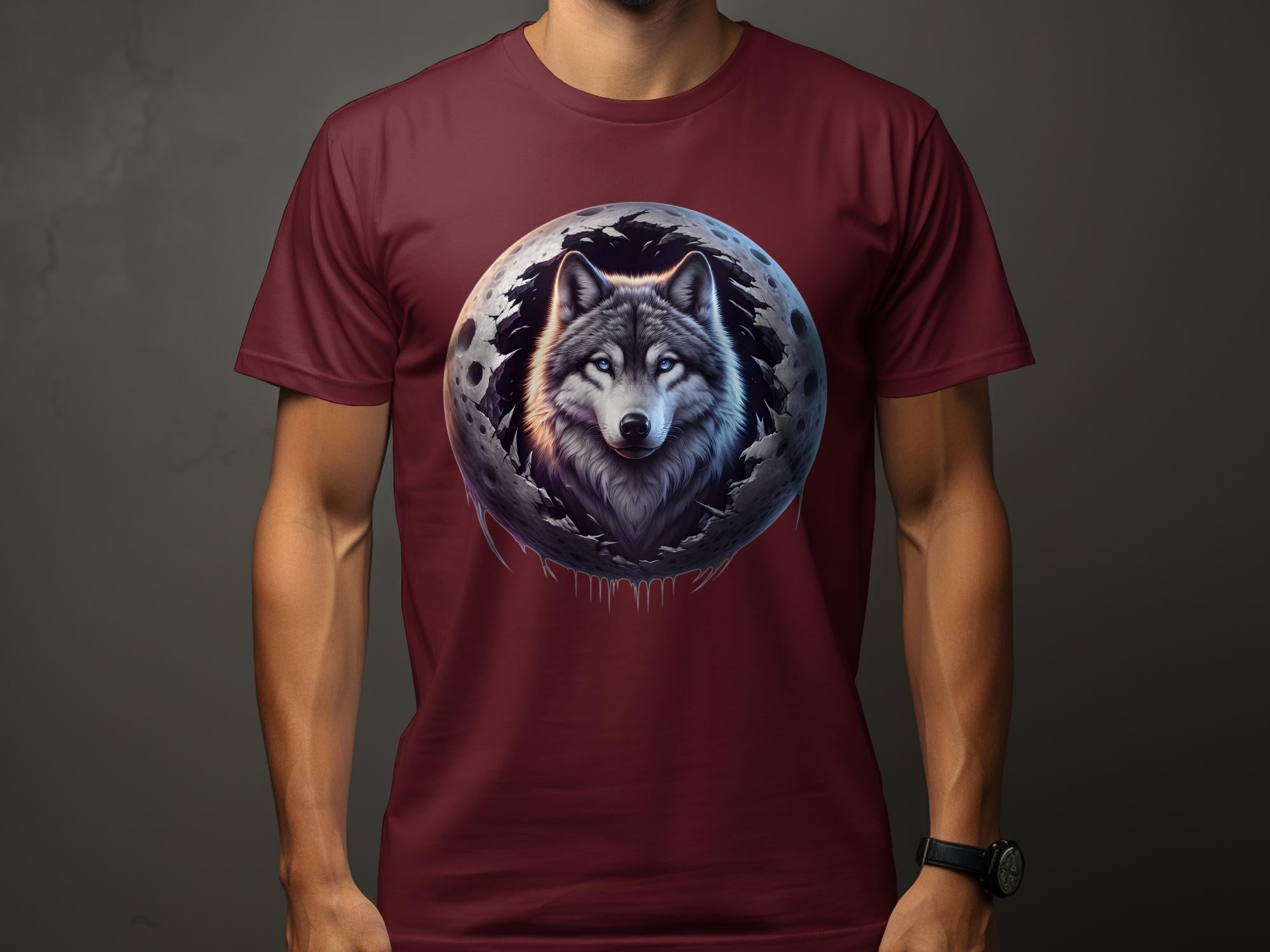 Moon Wolf - T-Shirt Realistic Full Colour Animal Talisman Unisex Mythology Tee Gildan Graphic Design