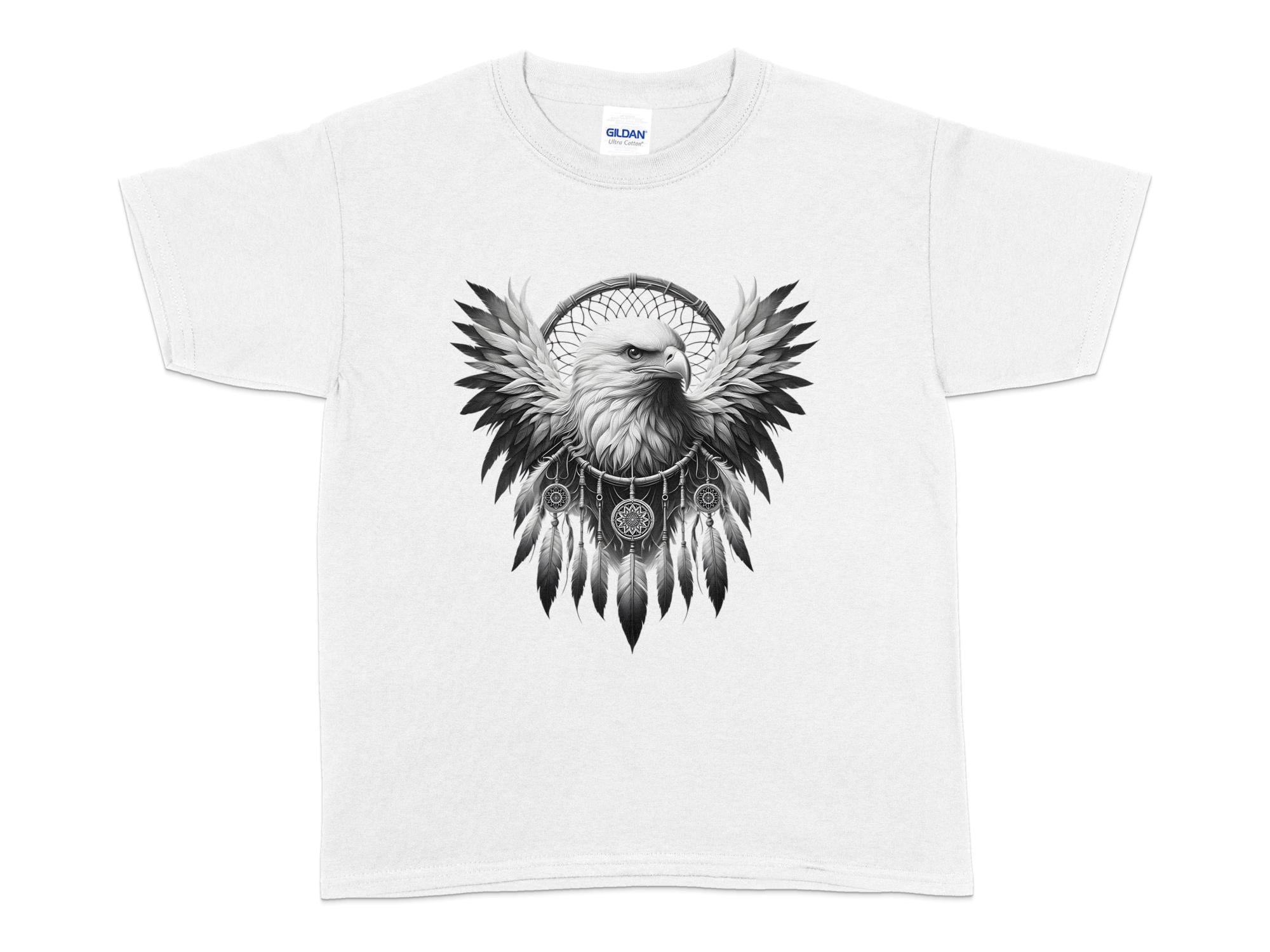 Dreamcatcher Eagle - Coloured Gildan Kids T-Shirt Realistic Native American Talisman Unisex Mythology Tee Graphic Design