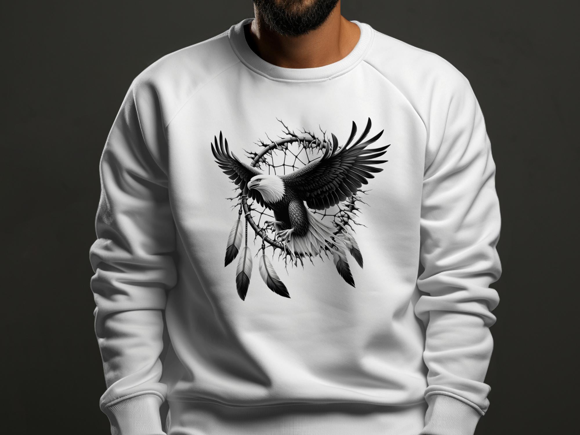 Dreamcatcher Eagle - Coloured Gildan Sweatshirt Realistic Native American Talisman Unisex Mythology Tee Graphic Design