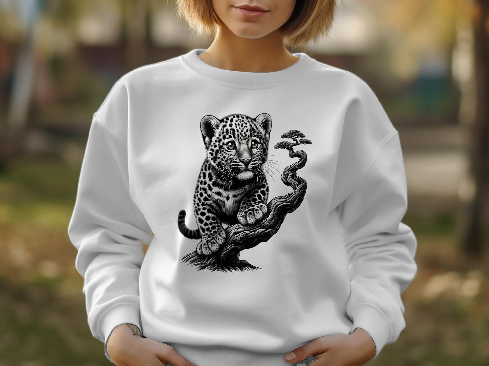 Leopard Bonsai - Coloured Gildan Sweatshirt Realistic Animal Talisman Unisex Cute Tee Graphic Design