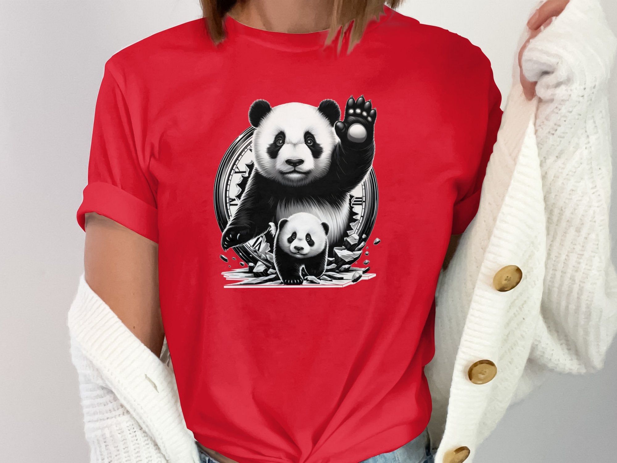 Panda - Coloured Gildan T-Shirt Realistic Animal Talisman Unisex Cute Tee Graphic Design