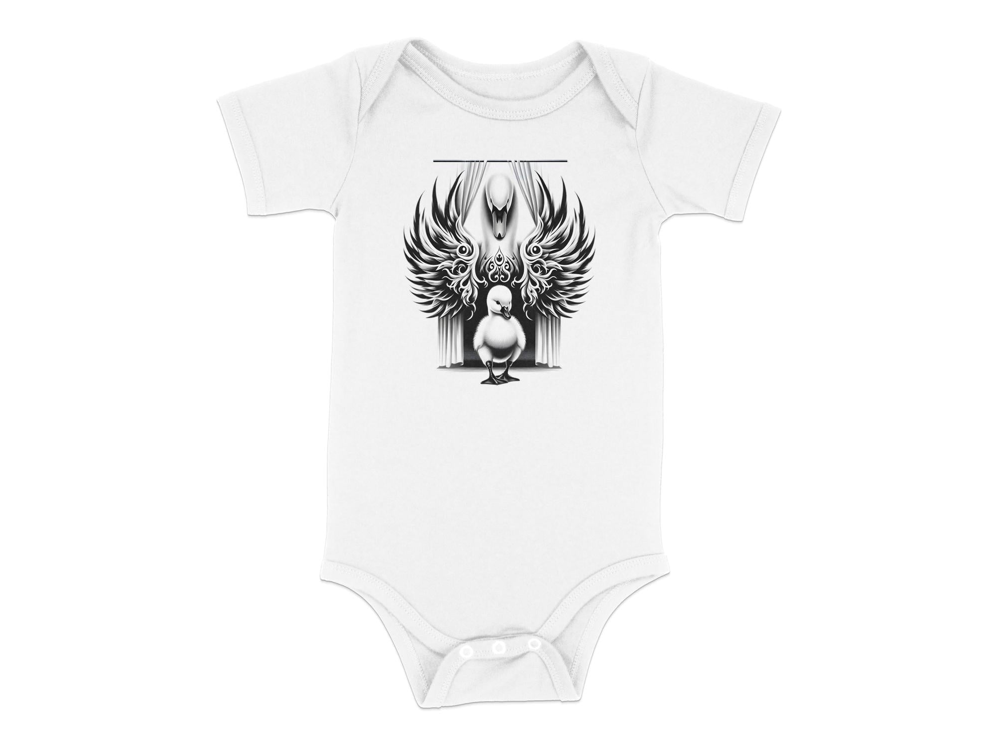 Swan & Cygnet- Black White Toddler Bodysuit Realistic Family Talisman Unisex Tee Graphic Design