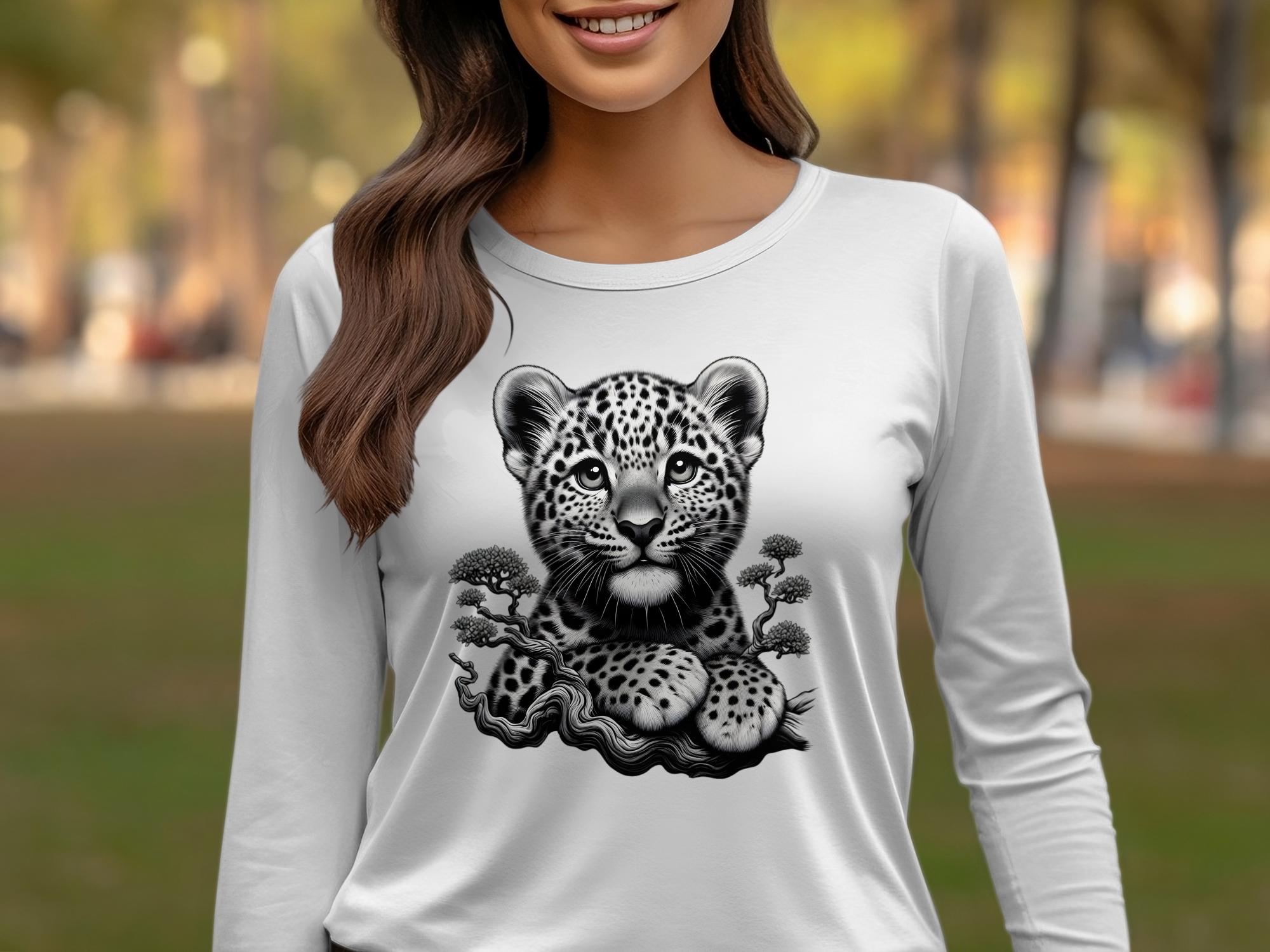 Leopard Bonsai - Coloured Gildan Long Sleeve Realistic Animal Talisman Unisex Cute Tee Graphic Design