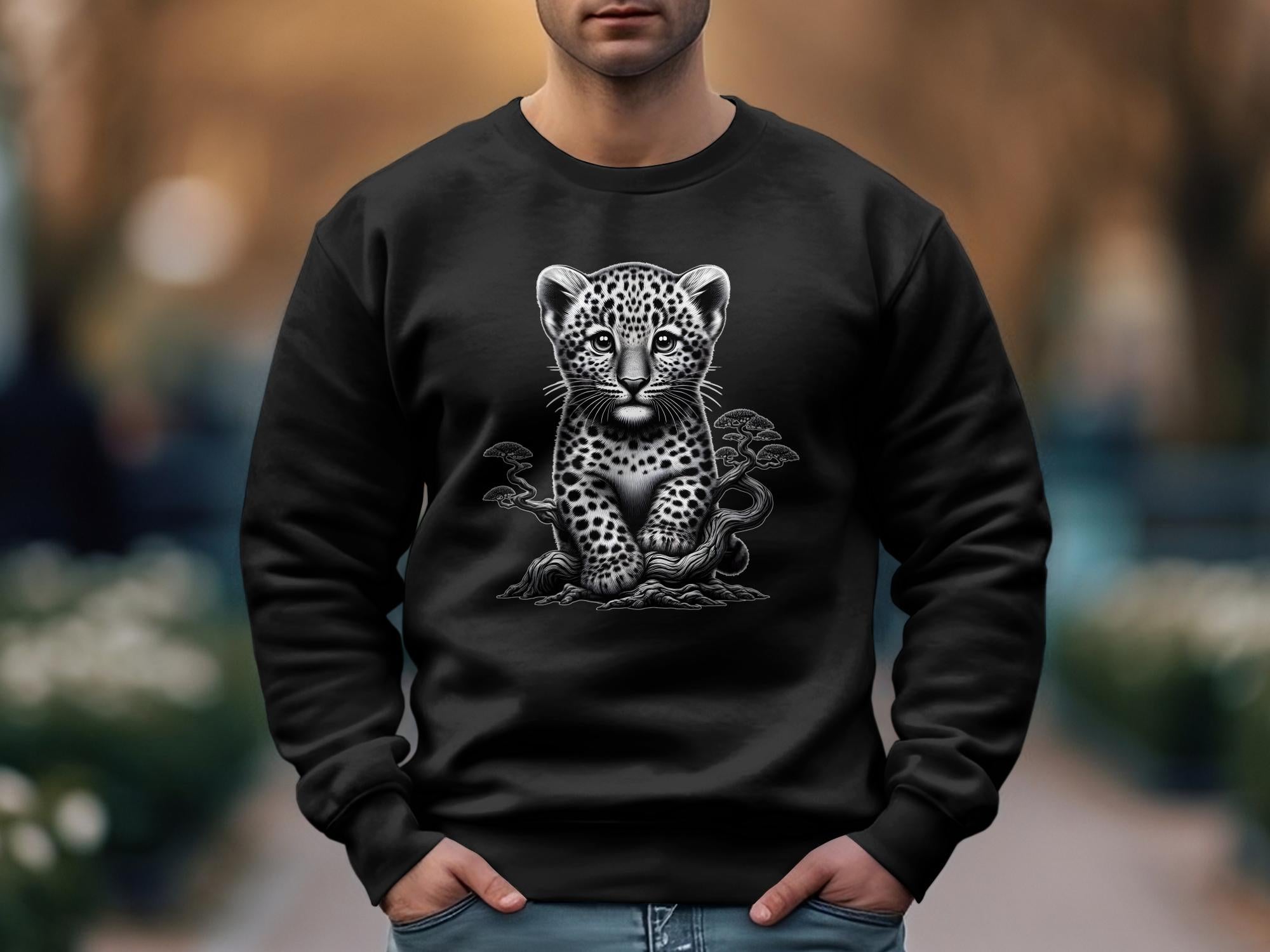 Leopard Bonsai - Coloured Gildan Sweatshirt Realistic Animal Talisman Unisex Cute Tee Graphic Design