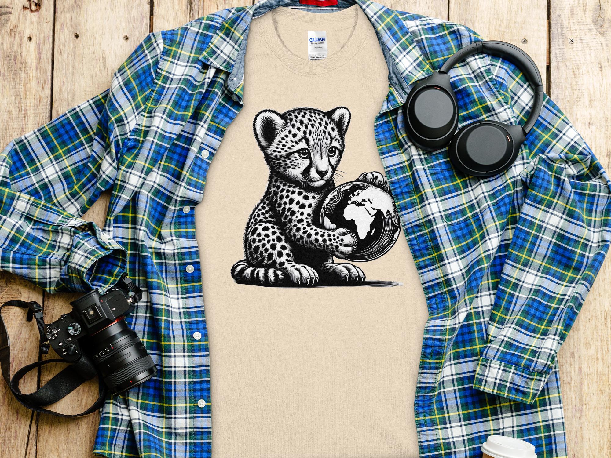 Cheetah World - Coloured Gildan T-Shirt Realistic Animal Talisman Unisex Cute Tee Graphic Design