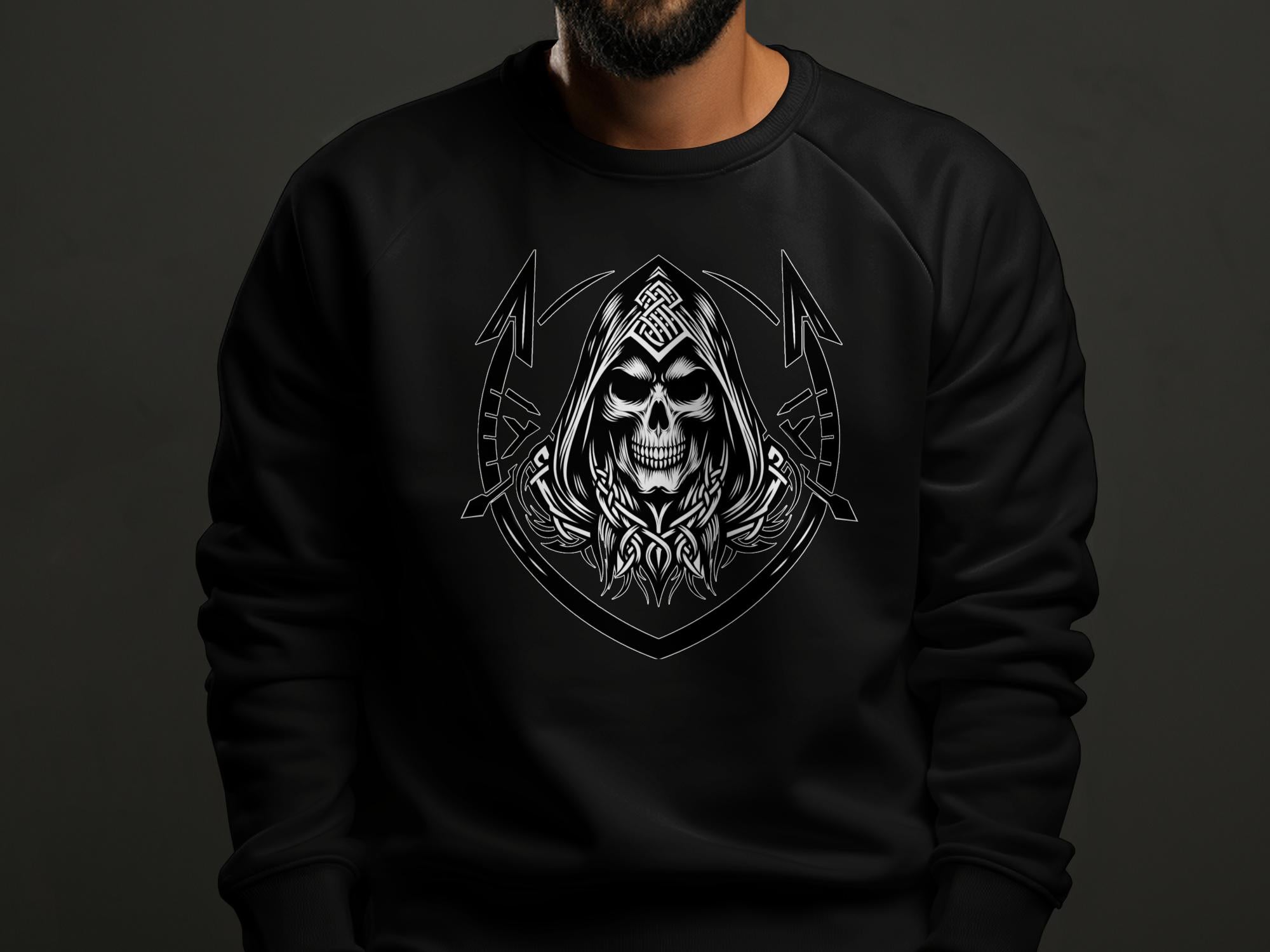 Grim Reaper - Black White Gildan Sweatshirt Commemorative Talisman Unisex Tee Graphic Design