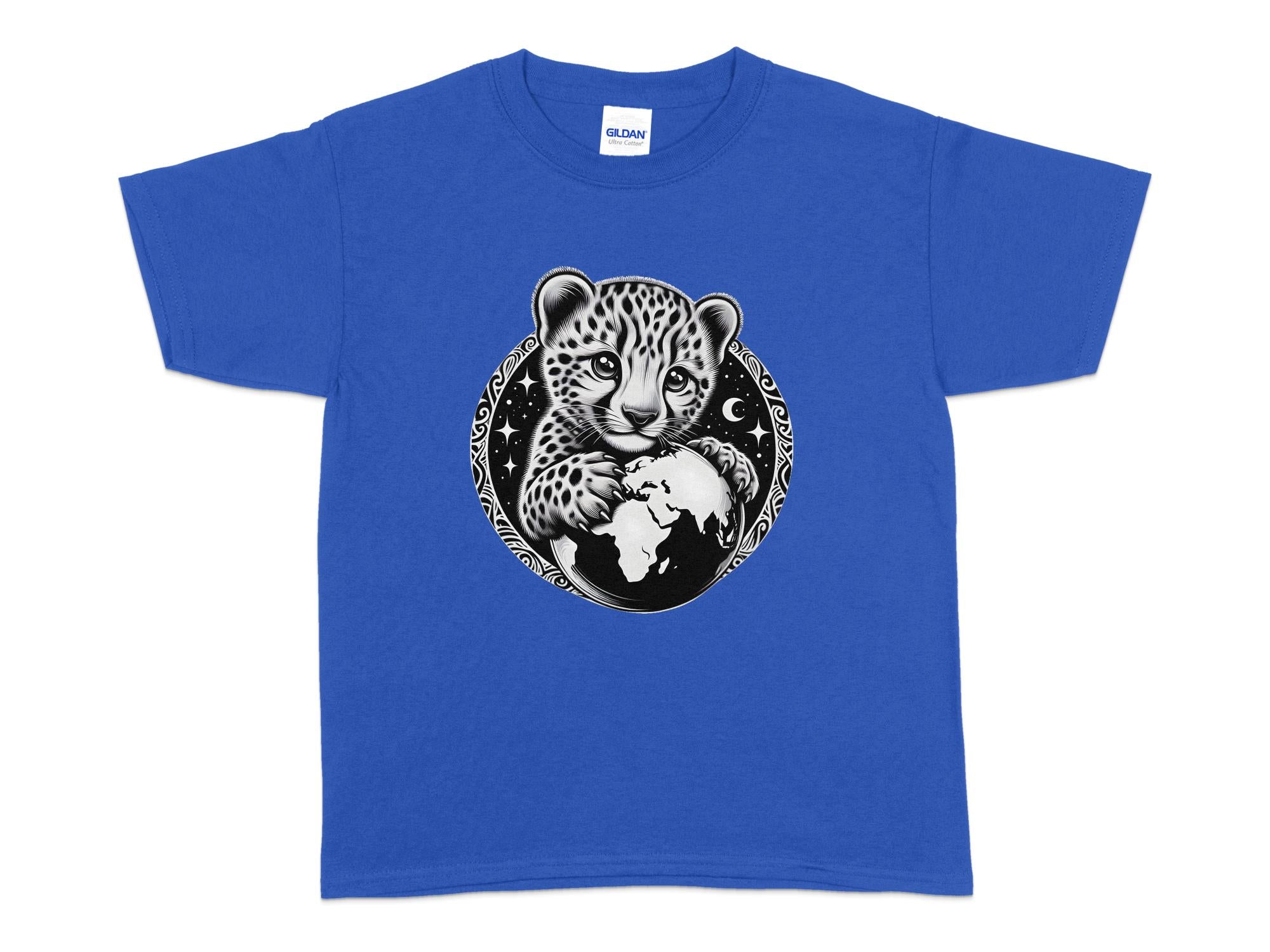 Cheetah World - Coloured Gildan Kids T-Shirt Realistic Animal Talisman Unisex Cute Tee Graphic Design