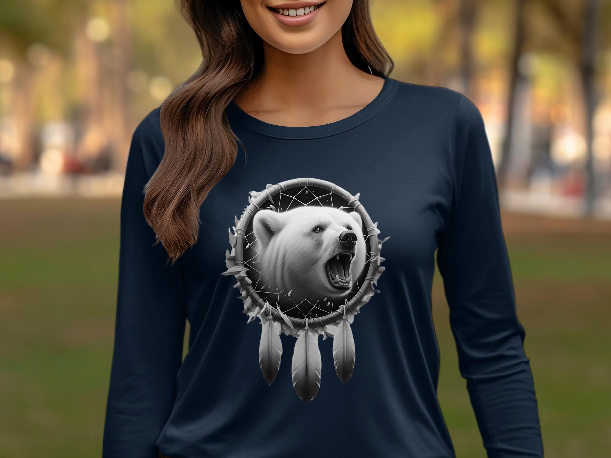 Dreamcatcher Bear - Coloured Gildan Long Sleeve Realistic Native American Talisman Unisex Mythology Tee Graphic Design