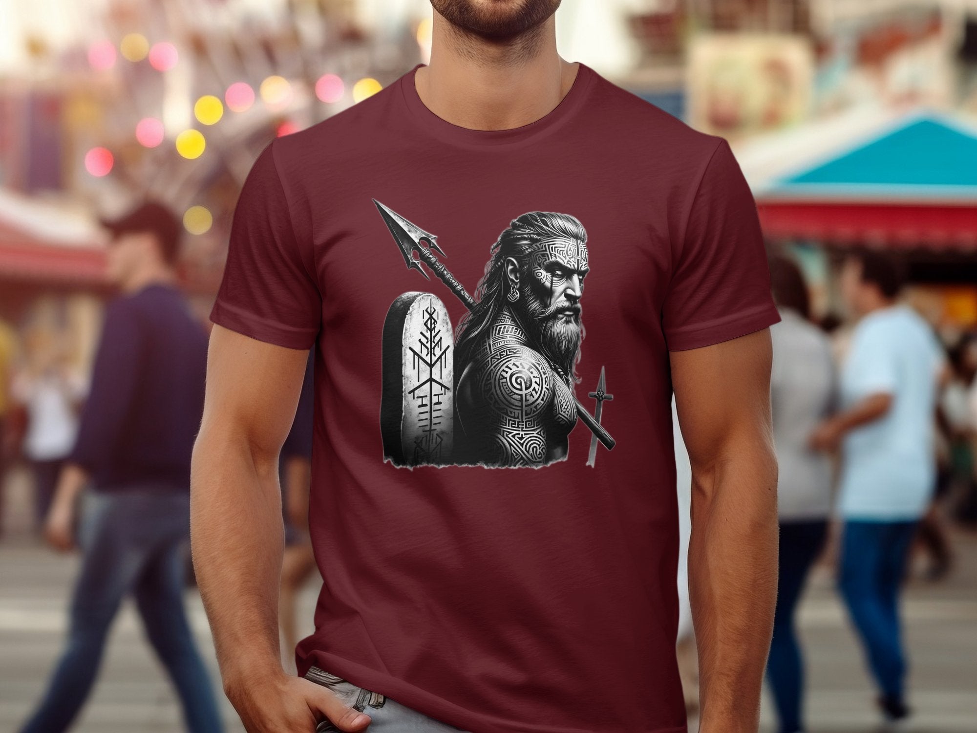 Viking Heroism - Coloured Gildan T Shirt Realistic Norse Talisman Men Women Unisex Valhalla Tee Graphic Design