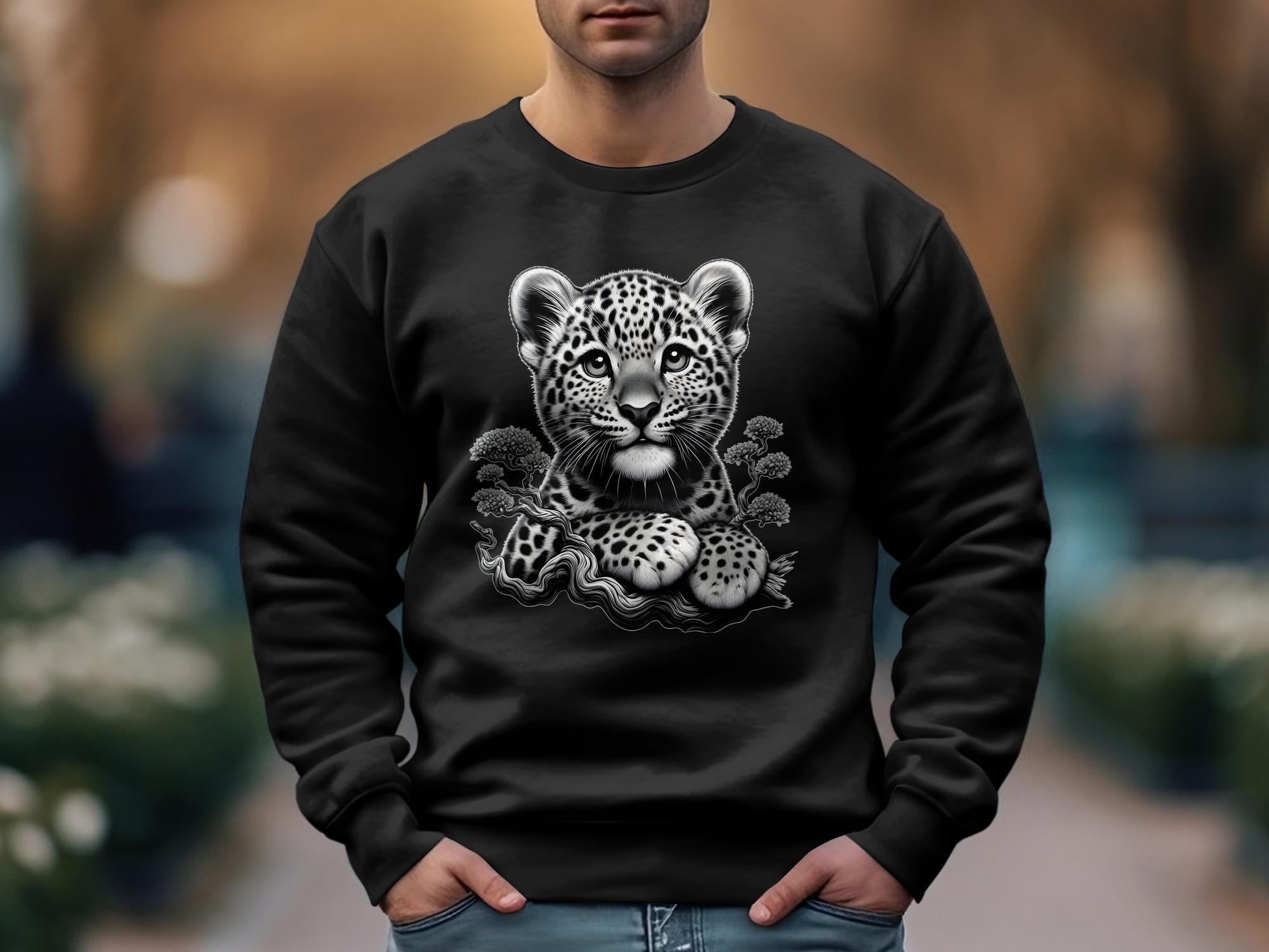 Leopard Bonsai - Coloured Gildan Sweatshirt Realistic Animal Talisman Unisex Cute Tee Graphic Design