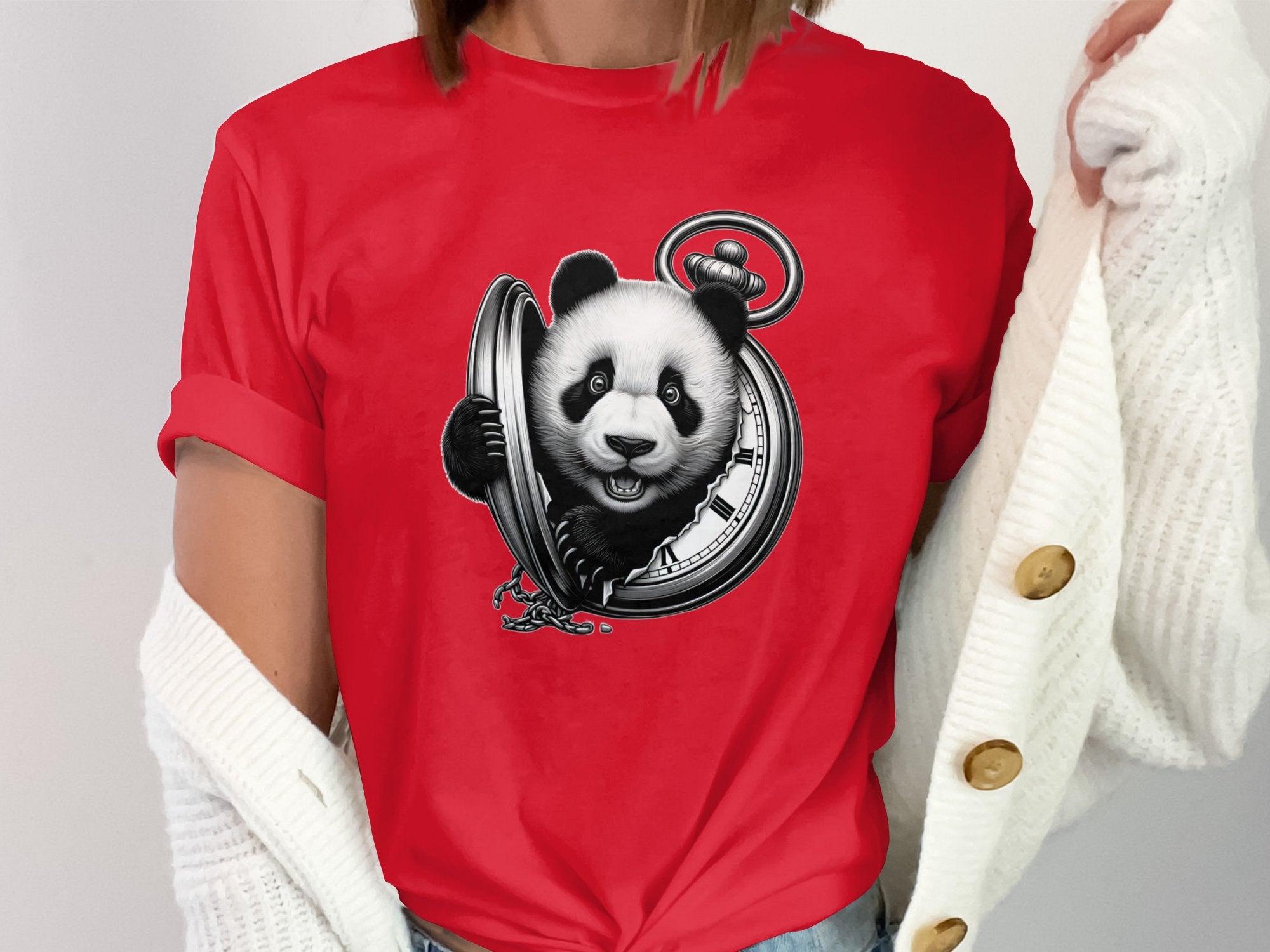 Panda - Coloured Gildan T-Shirt Realistic Animal Talisman Unisex Cute Tee Graphic Design