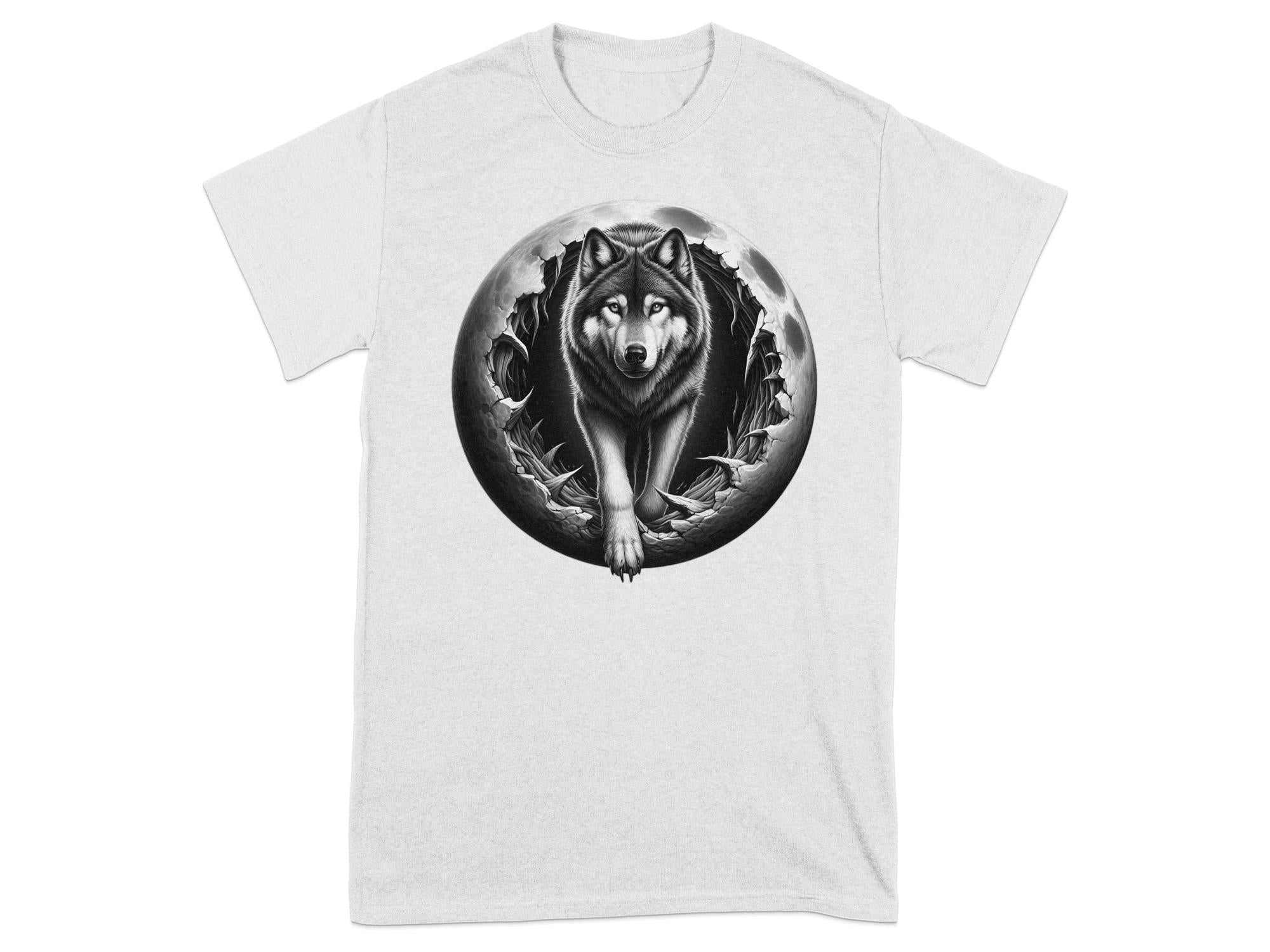 Moon Wolf - Coloured Gildan T-Shirt Realistic Animal Talisman Unisex Mythology Tee Graphic Design