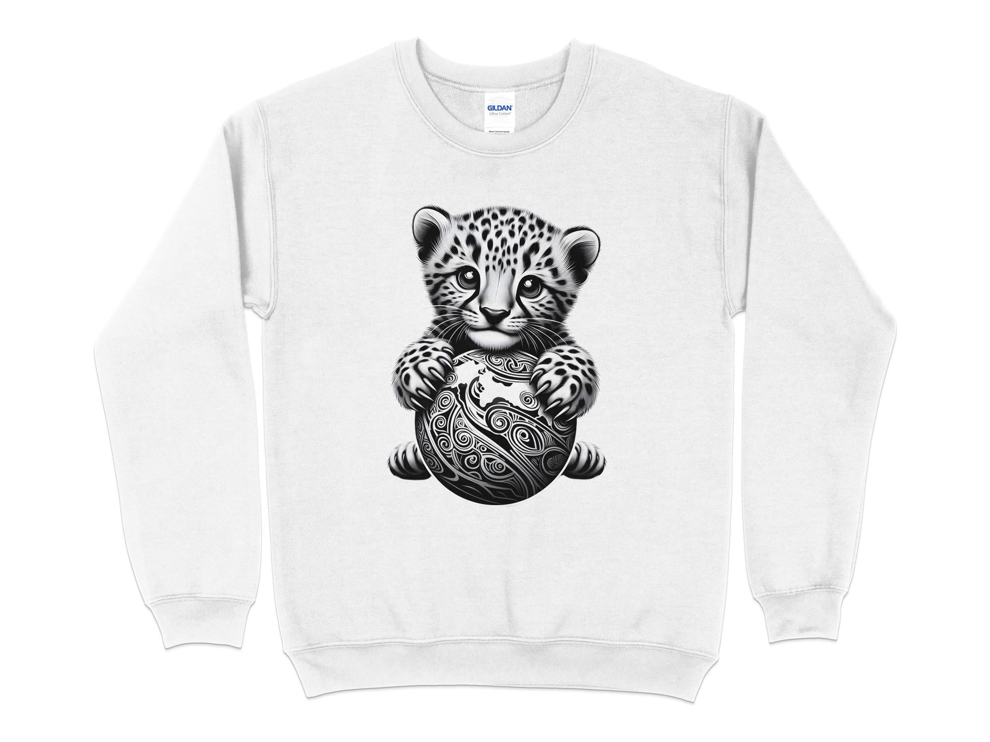 Cheetah World - Coloured Gildan Sweatshirt Realistic Animal Talisman Unisex Cute Tee Graphic Design