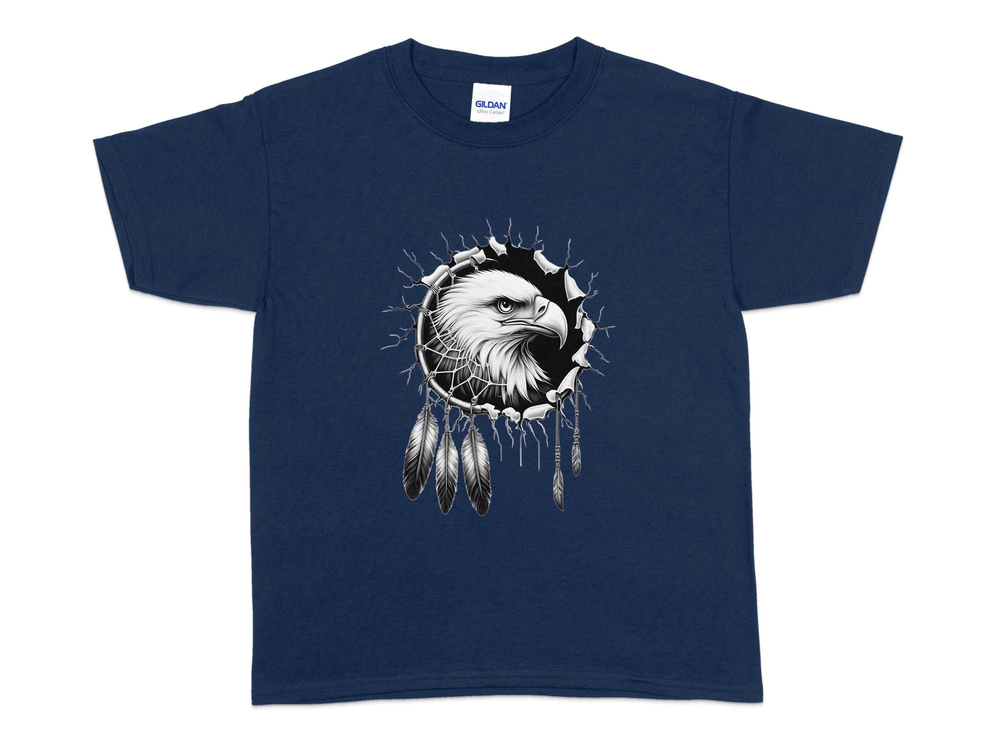 Dreamcatcher Eagle - Coloured Gildan Kids T-Shirt Realistic Native American Talisman Unisex Mythology Tee Graphic Design