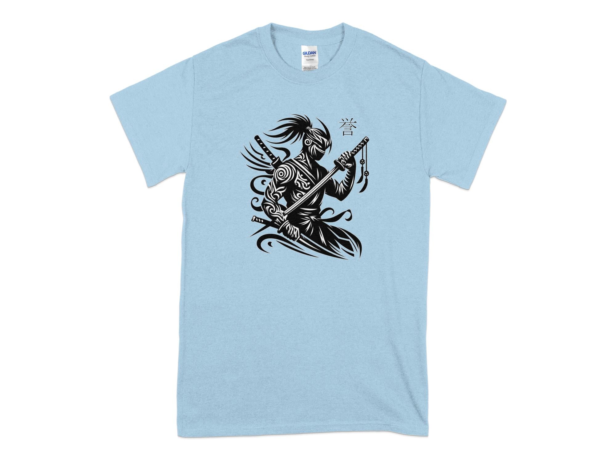 Samurai Ninja - Coloured Gildan T-Shirt Japanese Talisman Unisex Cultural Symbolic Graphic Design