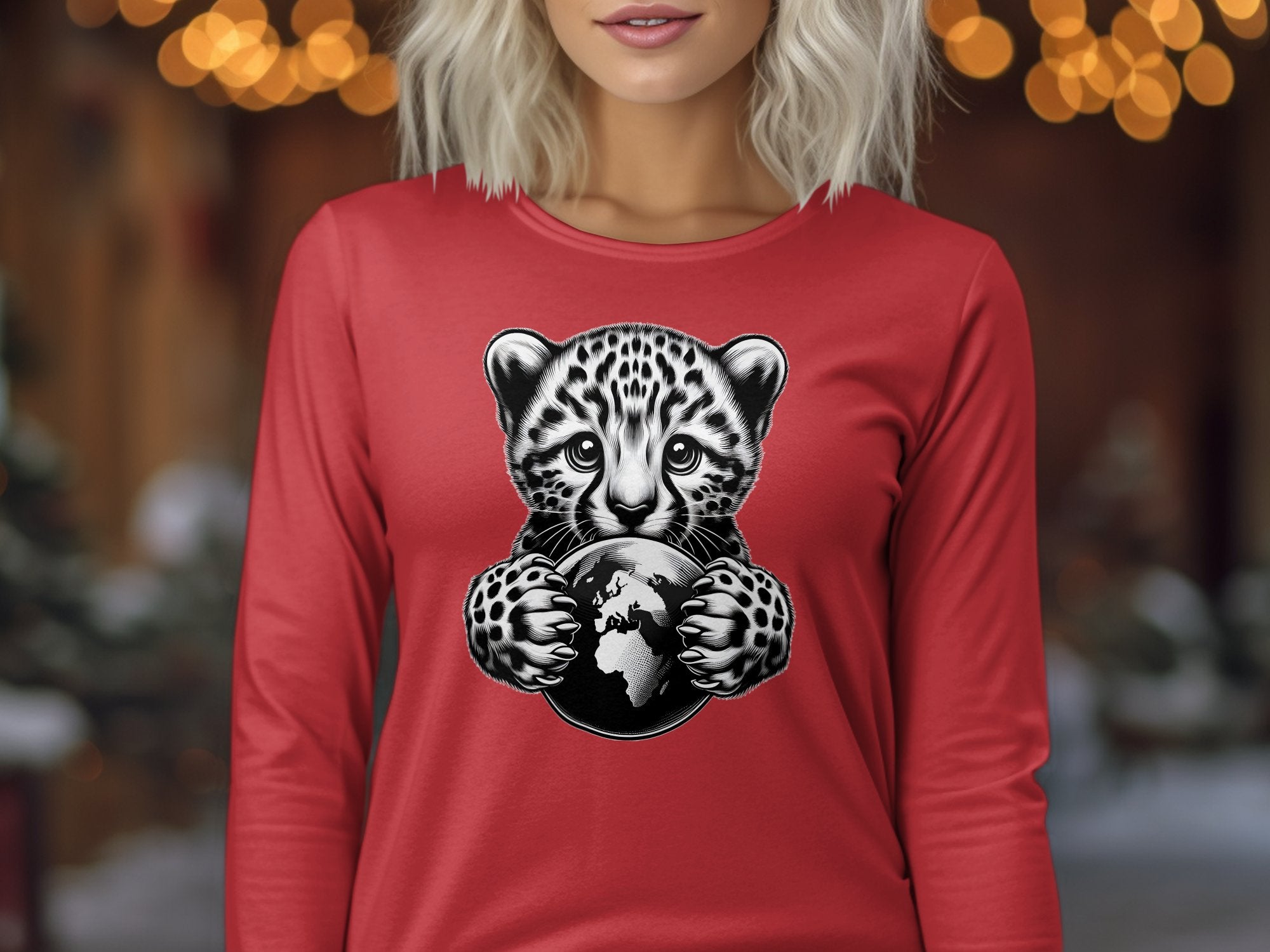 Cheetah World - Coloured Gildan Long Sleeve Realistic Animal Talisman Unisex Cute Tee Graphic Design