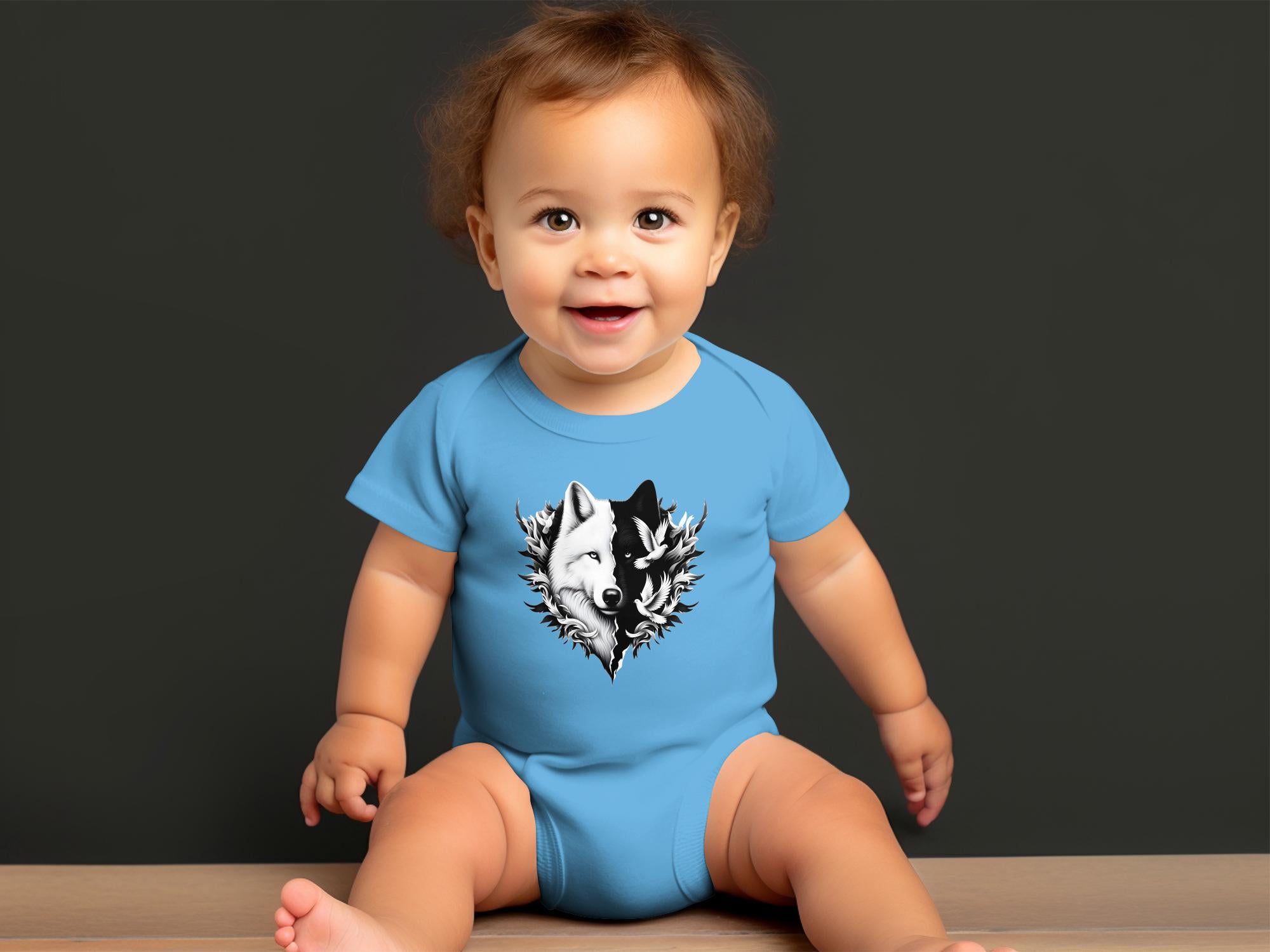 Wolf x Doves - Coloured Toddler Bodysuit Realistic Animal Talisman Unisex Tee Graphic Design