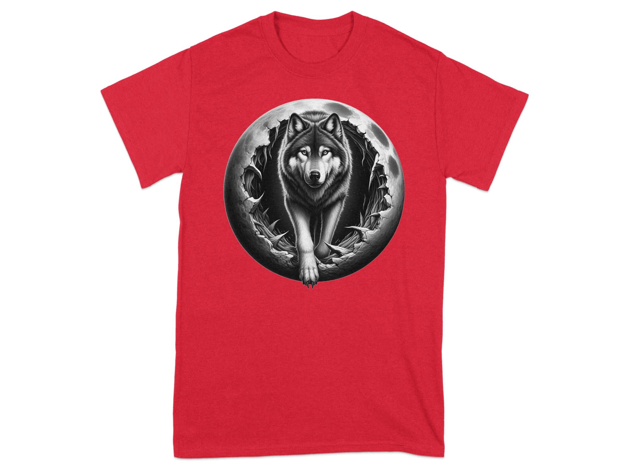 Moon Wolf - Coloured Gildan T-Shirt Realistic Animal Talisman Unisex Mythology Tee Graphic Design