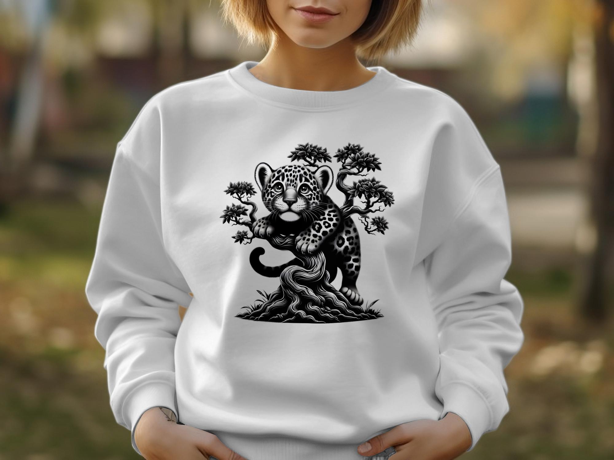 Leopard Bonsai - Coloured Gildan Sweatshirt Realistic Animal Talisman Unisex Cute Tee Graphic Design