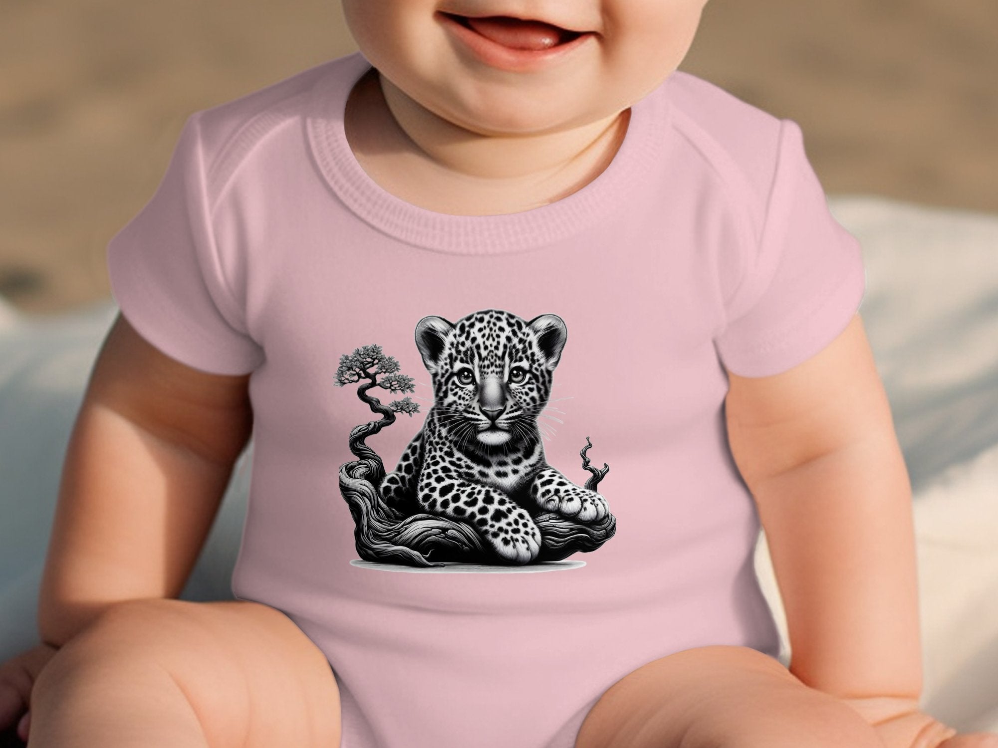 Leopard Bonsai - Coloured Toddler Bodysuit Realistic Animal Talisman Unisex Cute Tee Graphic Design