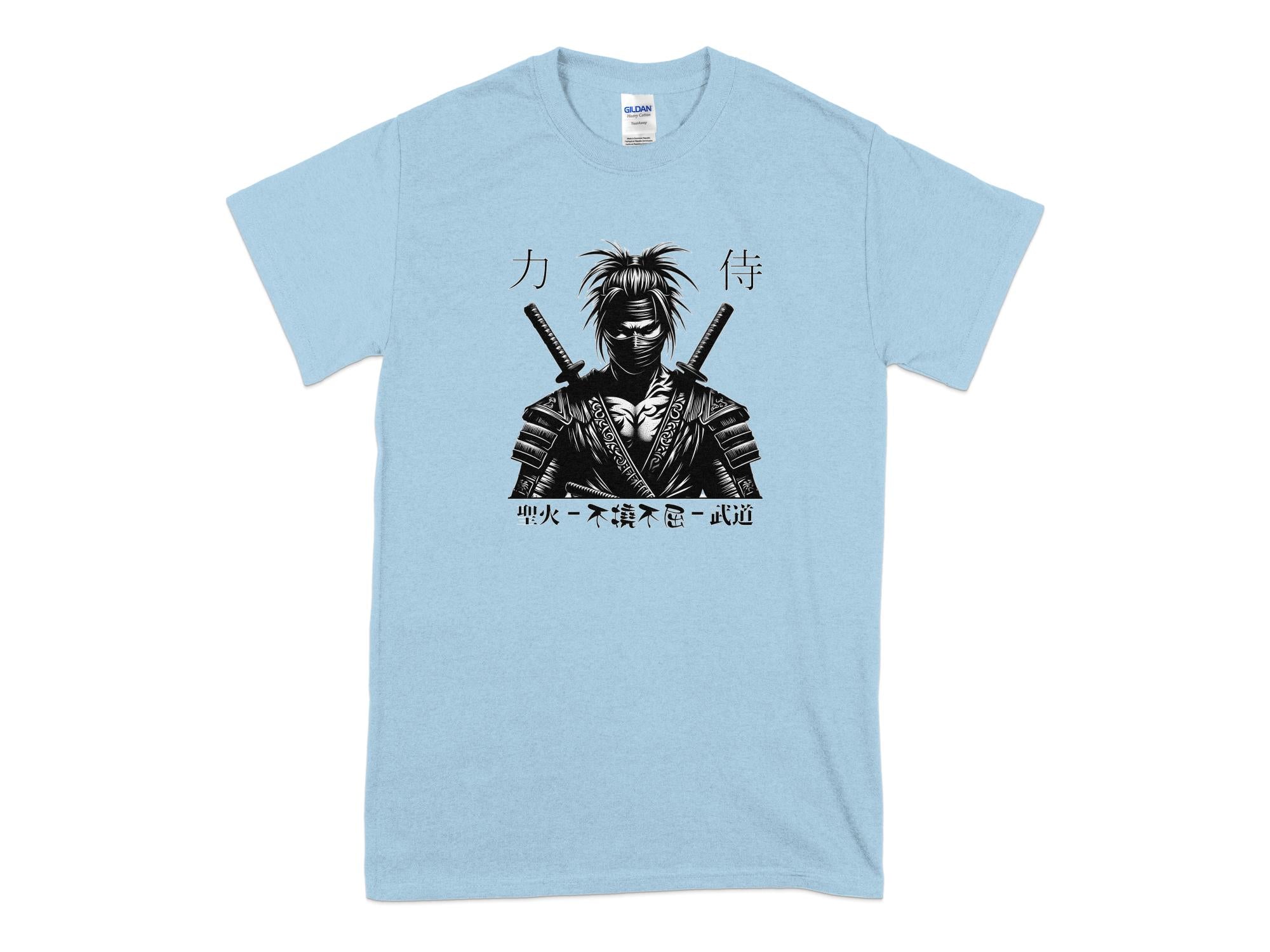 Samurai Ninja - Coloured Gildan T-Shirt Japanese Talisman Unisex Cultural Symbolic Graphic Design