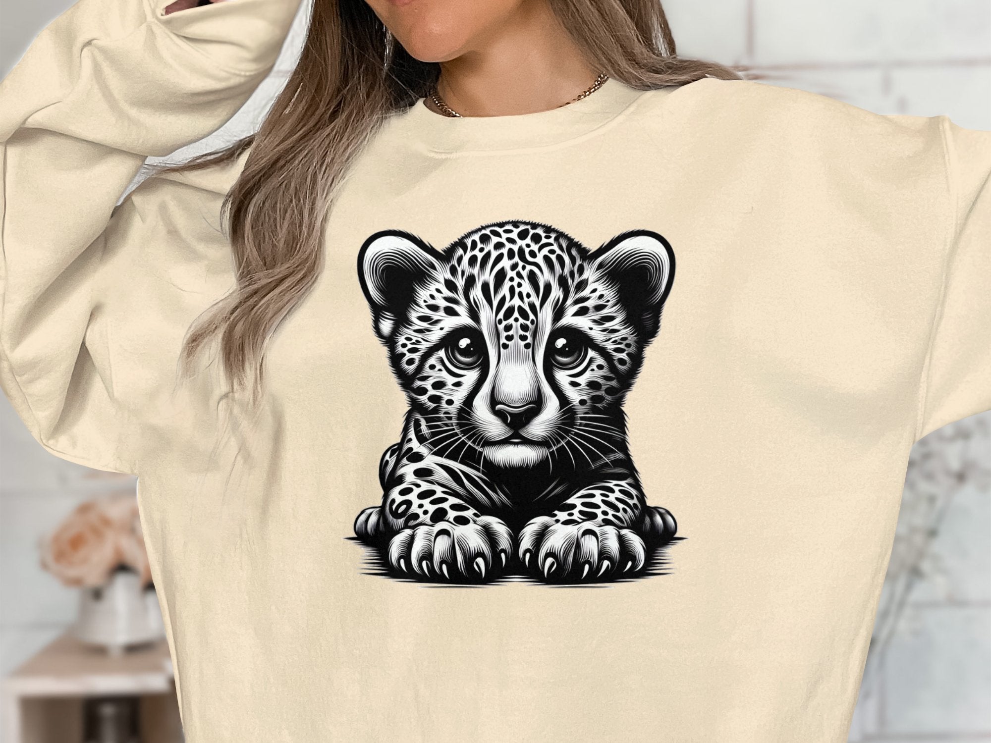 Cheetah World - Coloured Gildan Sweatshirt Realistic Animal Talisman Unisex Cute Tee Graphic Design