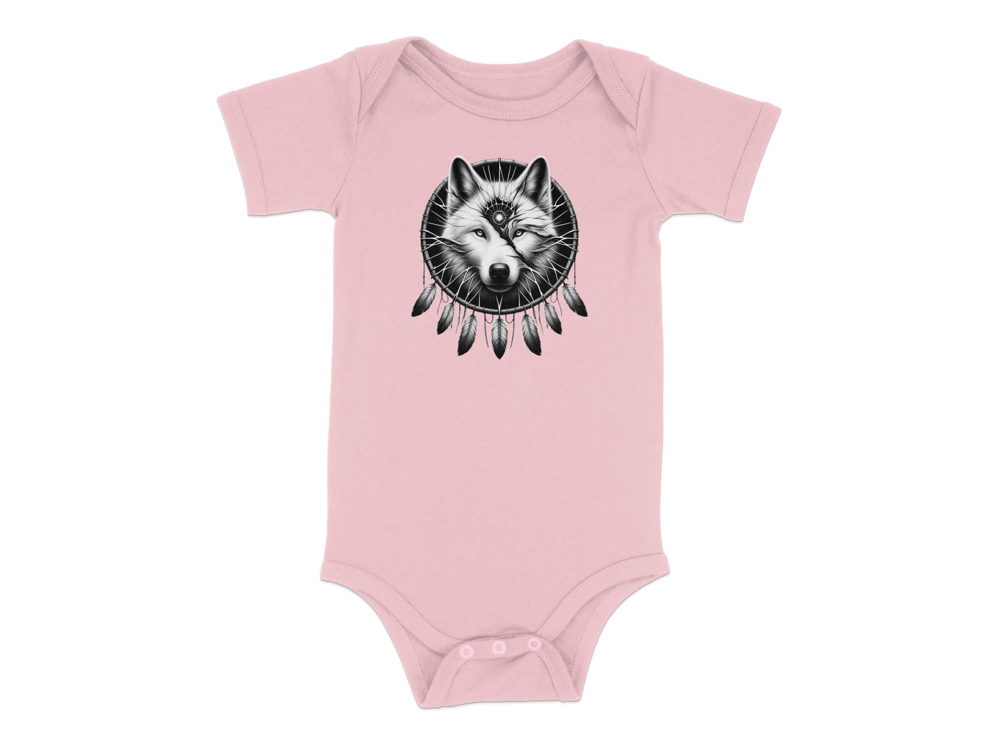 Dreamcatcher Wolf - Coloured Toddler Bodysuit Realistic Native American Talisman Unisex Mythology Tee Graphic Design