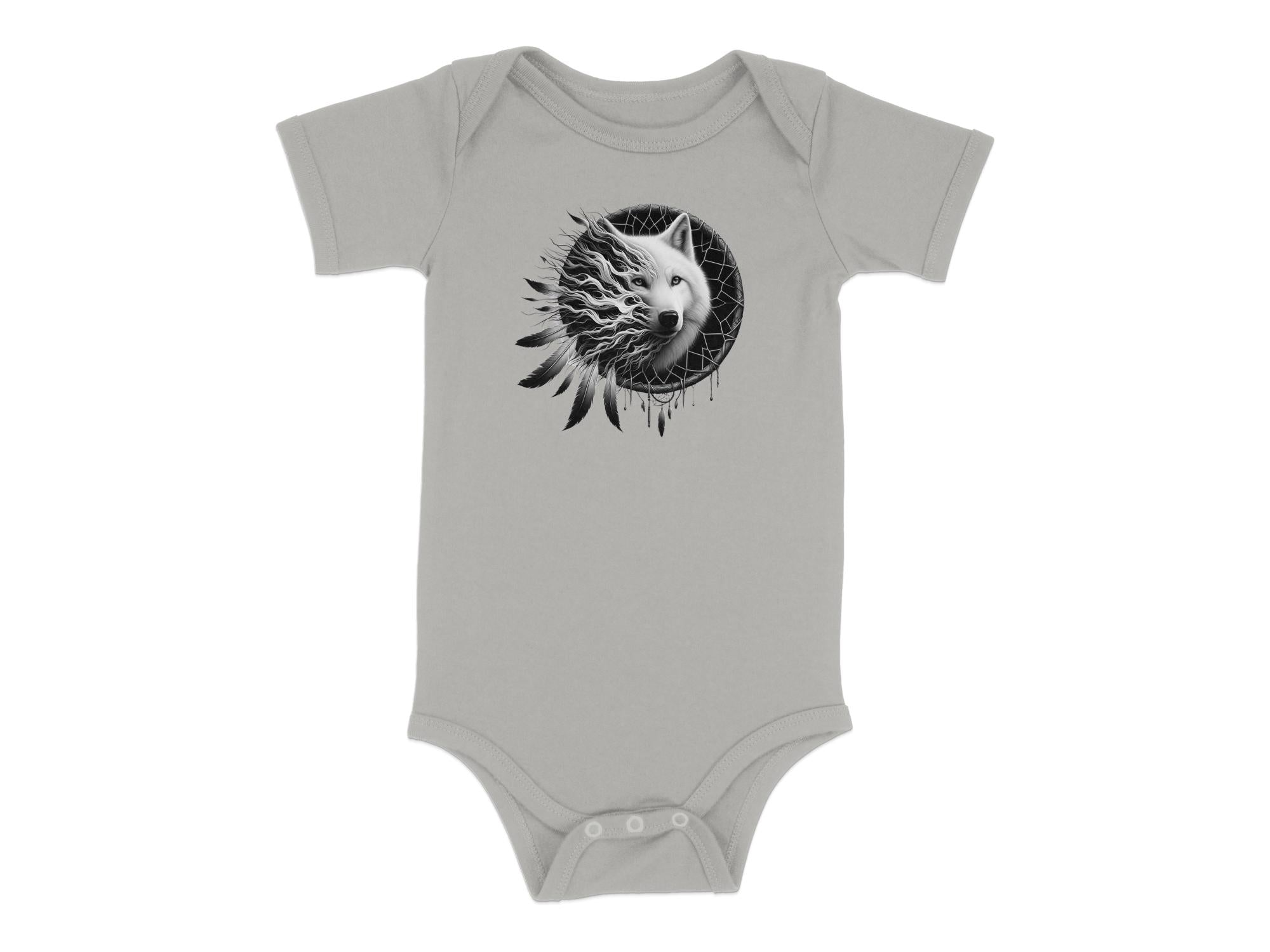 Dreamcatcher Wolf - Coloured Toddler Bodysuit Realistic Native American Talisman Unisex Mythology Tee Graphic Design