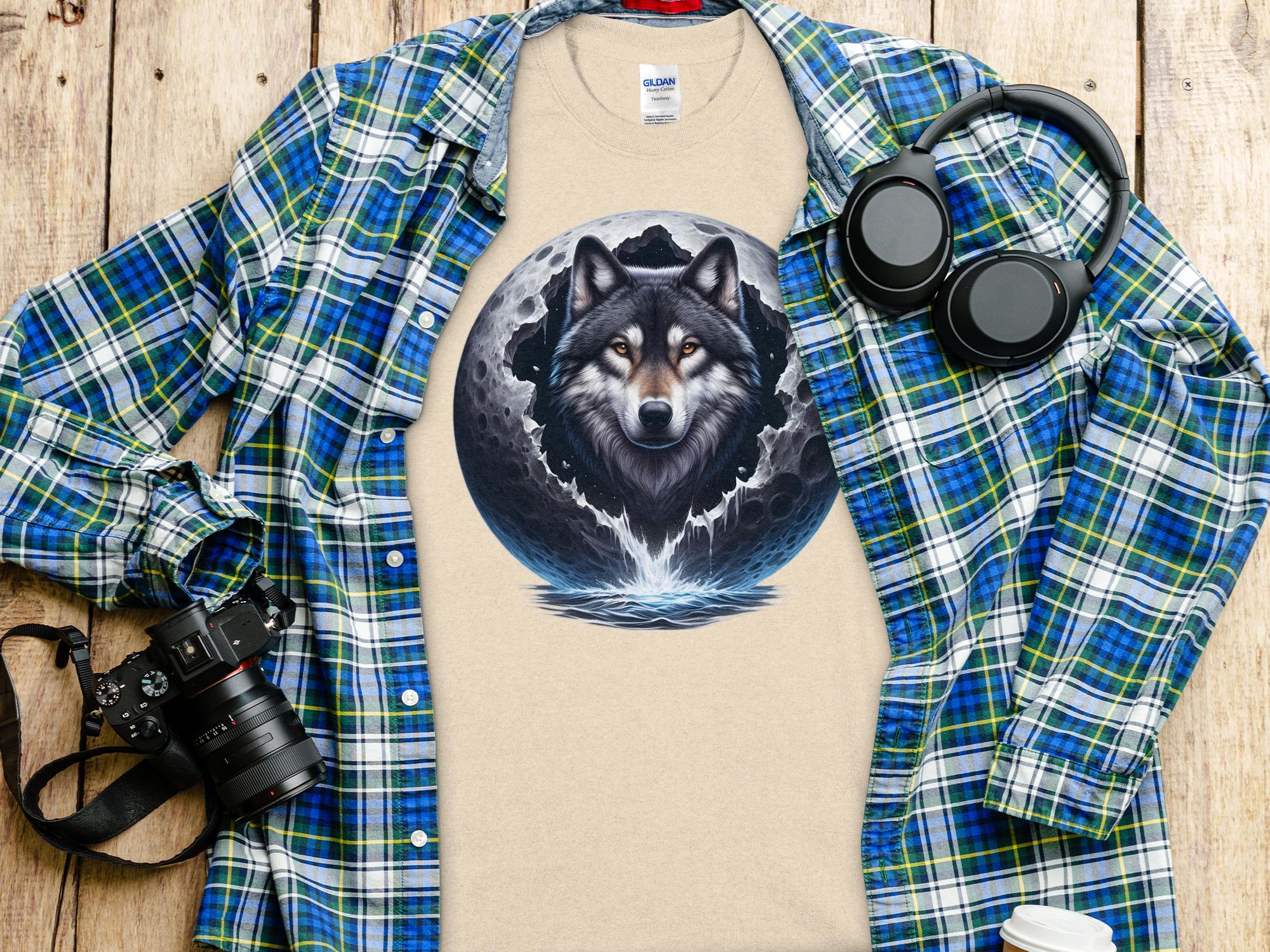 Moon Wolf - T-Shirt Realistic Full Colour Animal Talisman Unisex Mythology Tee Gildan Graphic Design