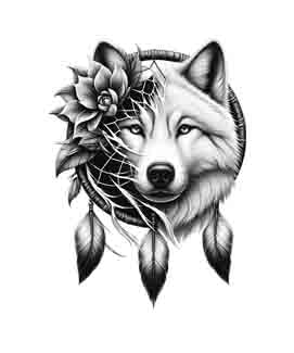 Dreamcatcher Wolf - Digital Art | PNG, JPEG & SVG | Instant Download for Apparel, Décor and Wall Art