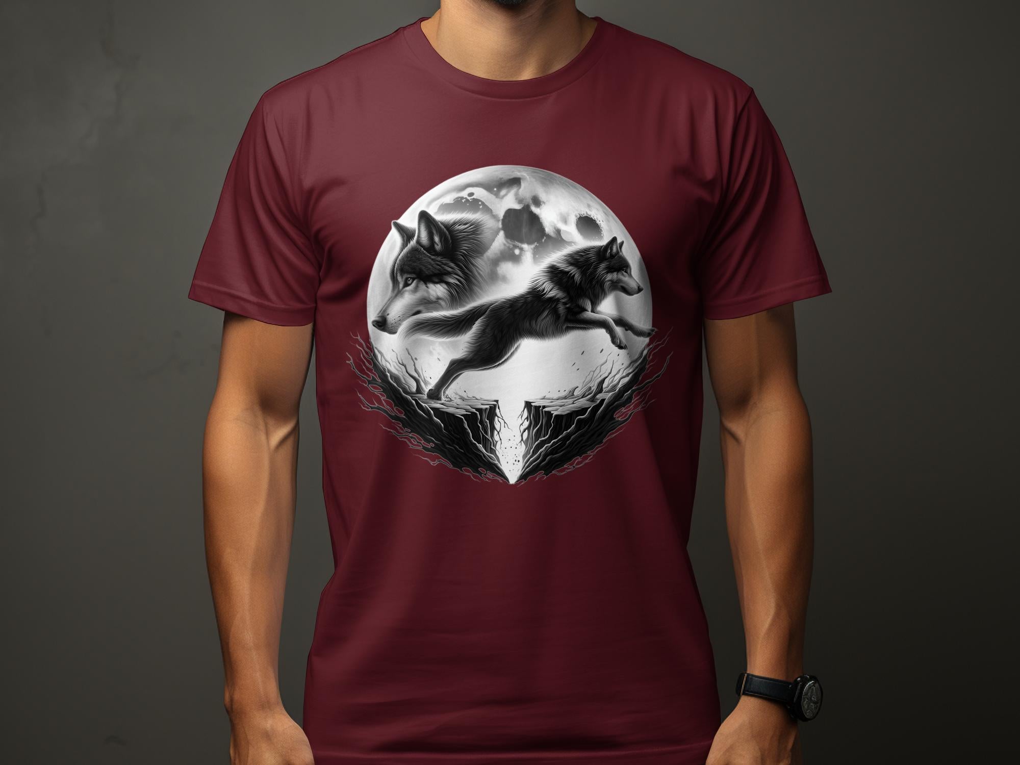 Moon Wolf - Coloured Gildan T-Shirt Realistic Animal Talisman Unisex Mythology Tee Graphic Design