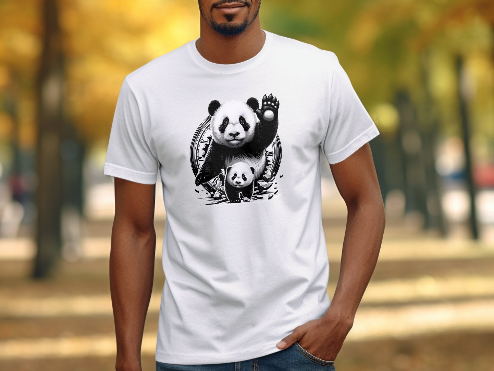 Panda - Coloured Gildan T-Shirt Realistic Animal Talisman Unisex Cute Tee Graphic Design