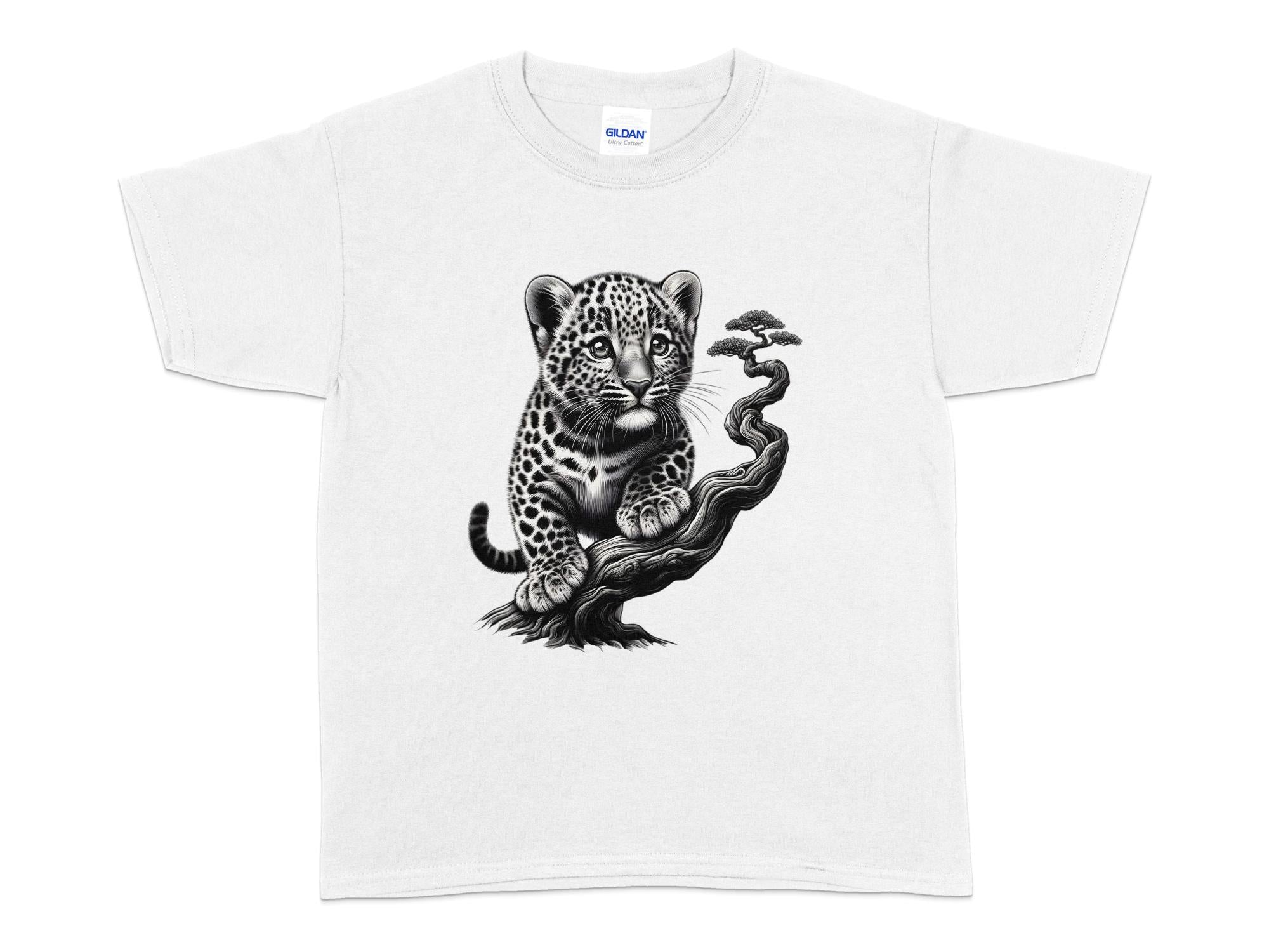 Leopard Bonsai - Coloured Gildan Kids T-Shirt Realistic Animal Talisman Unisex Cute Tee Graphic Design