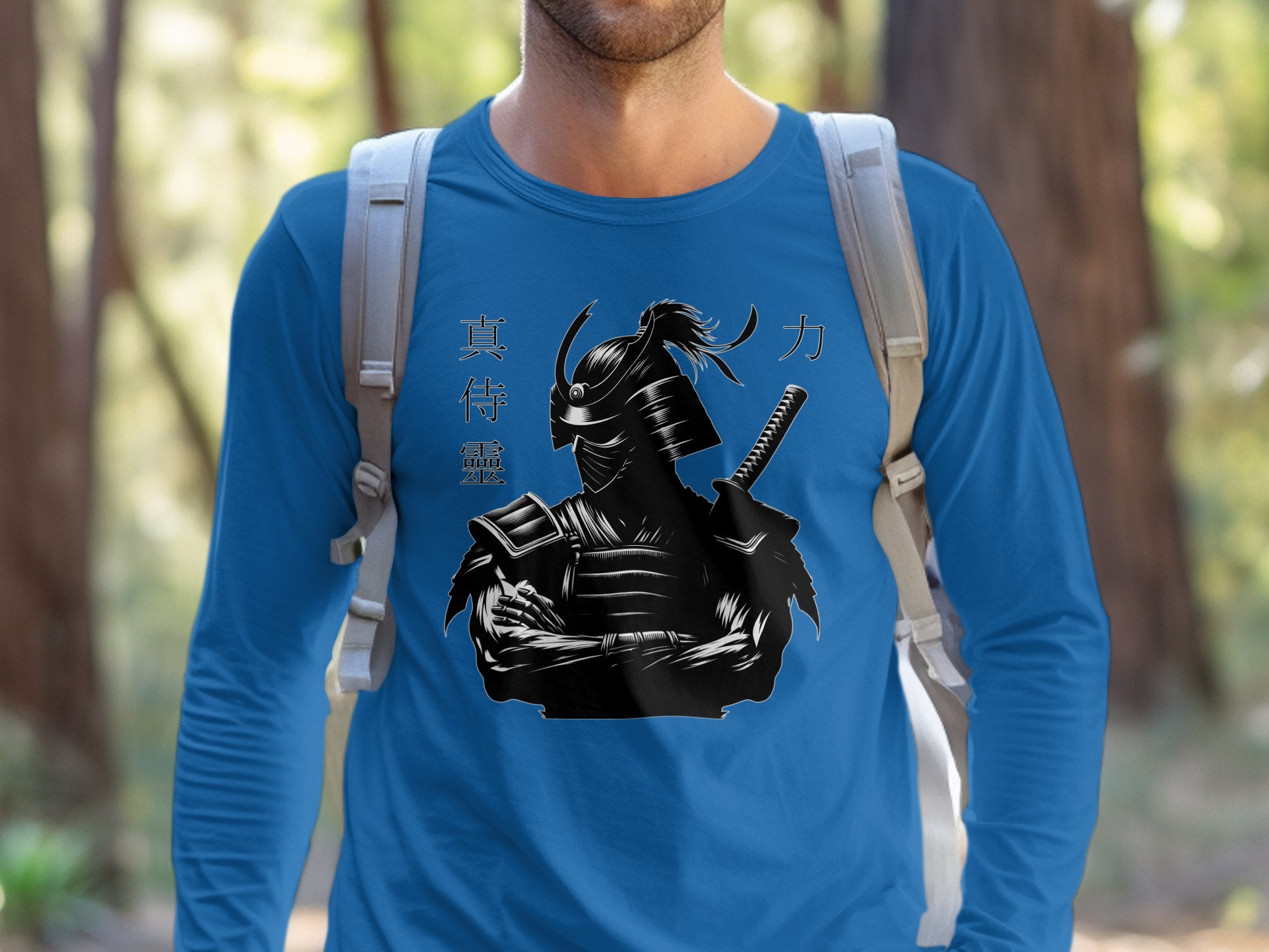 Samurai Ninja - Coloured Gildan Long Sleeve Japanese Talisman Unisex Cultural Symbolic Graphic Design